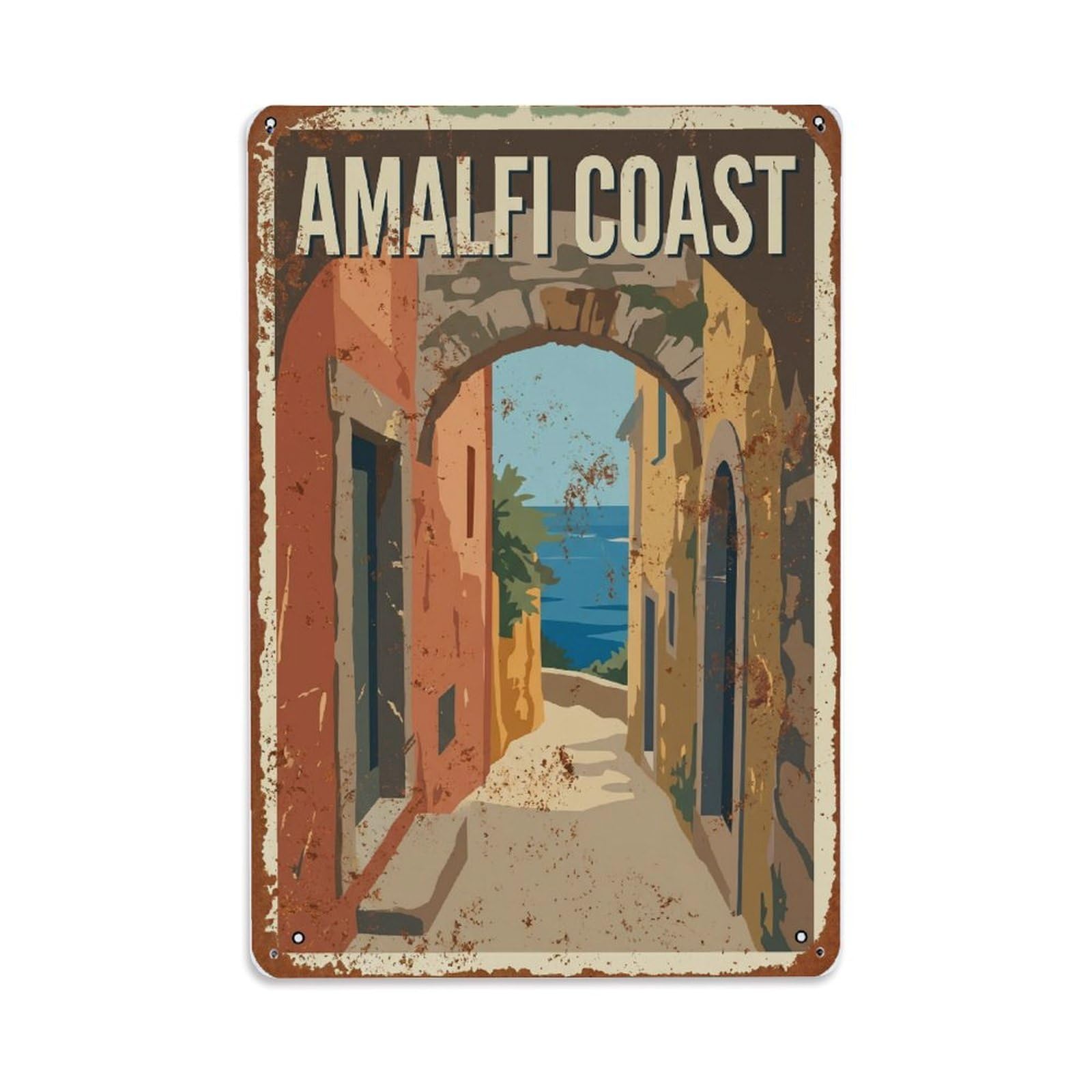Vintage Travel Passage Italy Narrow Metal Tin Sign Plaque Wall Decor for Cafe, Club Bar, Office, Home Garden Metal Poster 8x12Inch