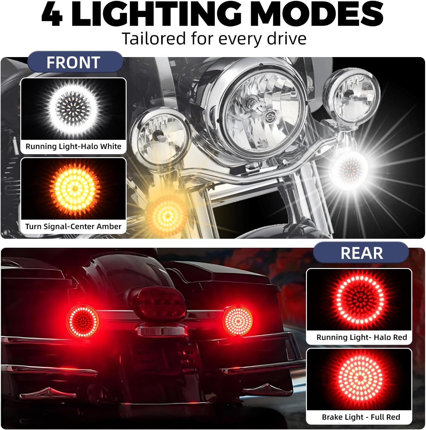 1156 1157 LED Turn Signals, 3 1/4 Inch Front Rear 81 LED Lights, Ultra-Bright Blinkers Compatible for Harley Davidson 1986-2026 Touring Electra Glide Road King Ultra Limited Tour Glide Softail