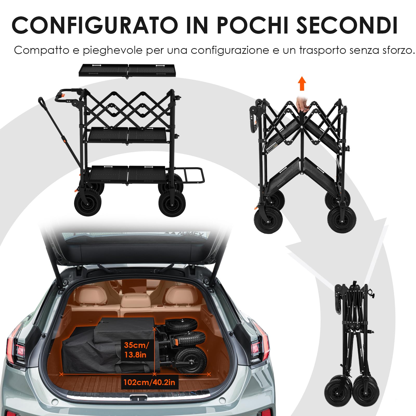 TARION Carrello Fotografico Pieghevole con Ruote Titanrig Cart | Trolley Leggero Compatto con Piastra Estensibile, Manico Regolabile e Borsa, Facile da Montare per Riprese Outdoor