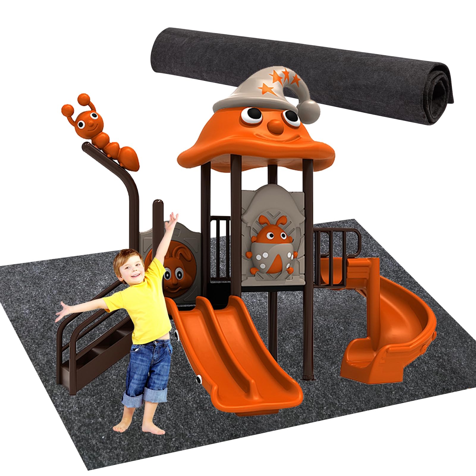 71 Inches x 55 Inches Large Outdoor Playhouse Mat Outdoor Play Mat Non Slip Backing Playhouse Activity Pad Rug Waterproof House Play Mat for Indoor