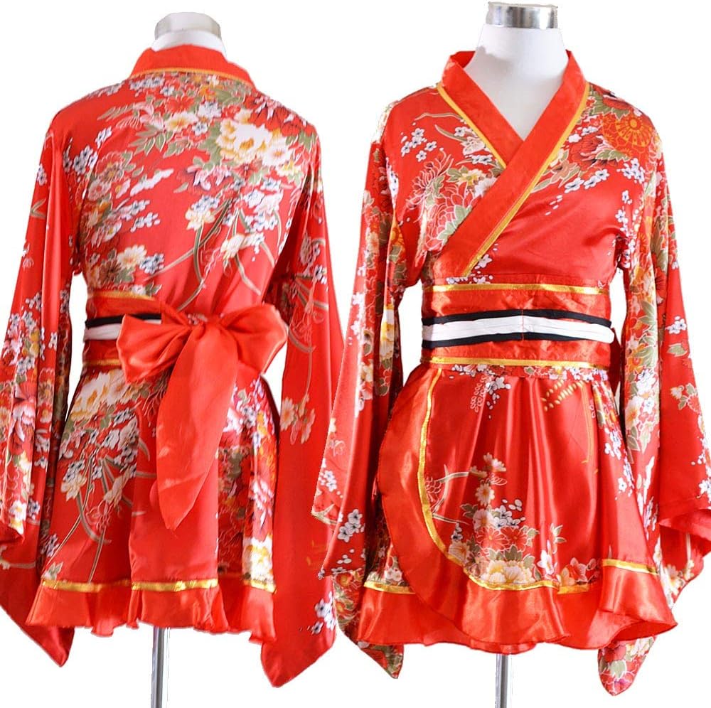 HongH Sexy Japanese Kimono Costume Floral Print Skirt Girls Lolita Outfit Halloween Costumes Outfit - Image 3