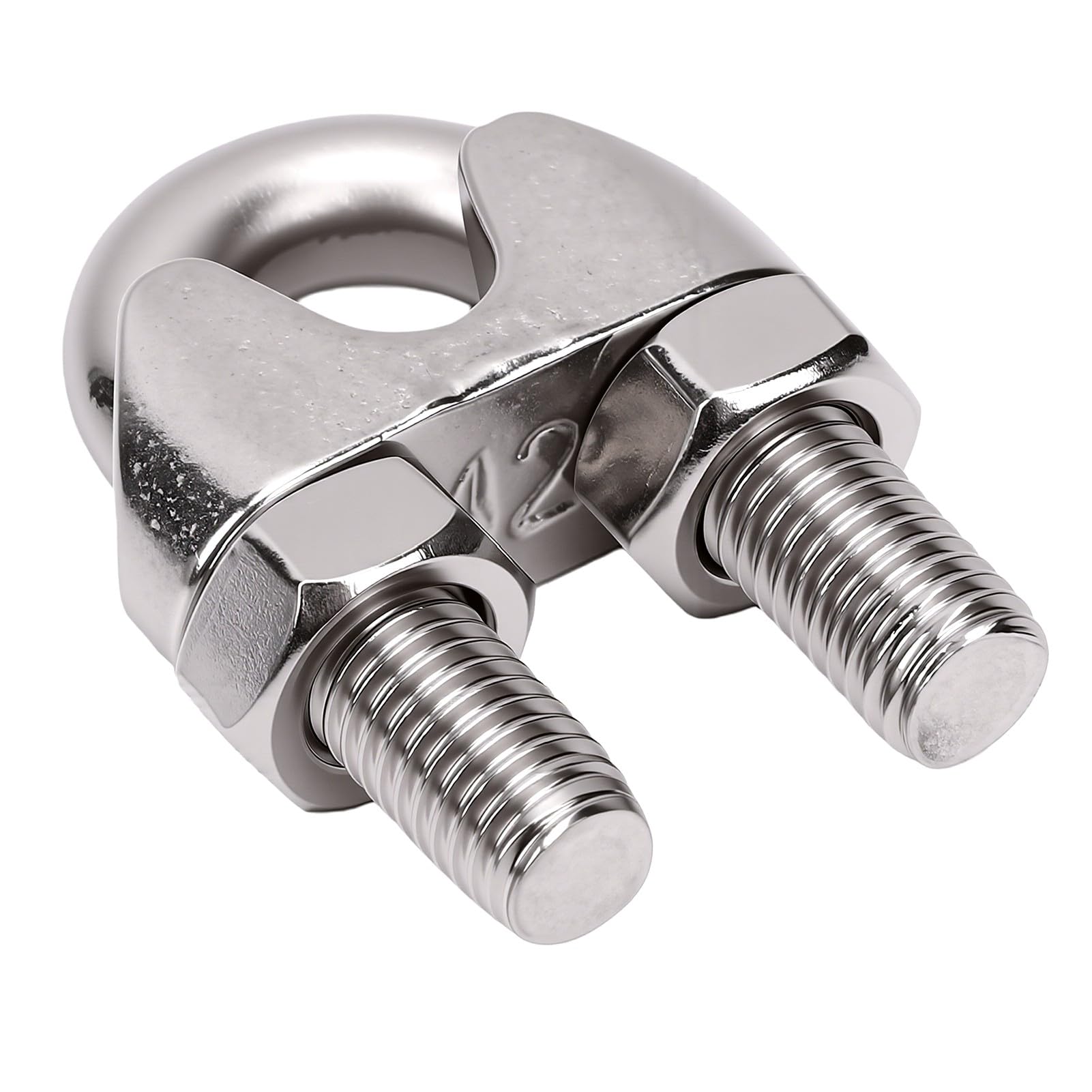Fafeicy Morsetto per Fune, 20 Pezzi, in Acciaio Inox 304, con Bullone a U, per Cavo da 12 Mm, Altezza Testa 17,8 Mm, Dadi Filettati per Cartello Ringhiera, Ancoraggi per Recinzione,