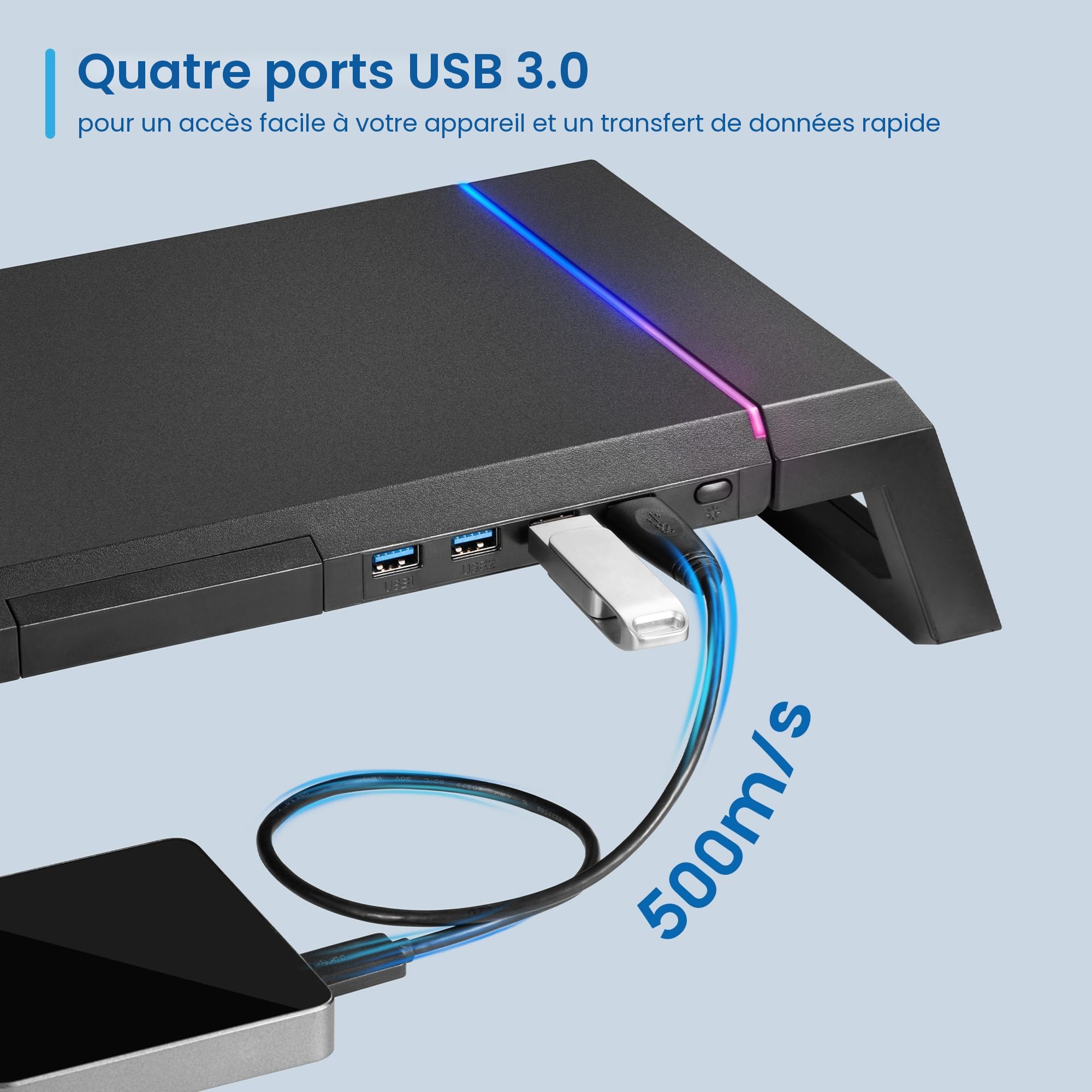 Support Écran avec Tiroir de Rangement – Rehausseur de Moniteur Réglable, Design Ergonomique avec Espace de Stockage, Idéal pour Bureau et Organisation