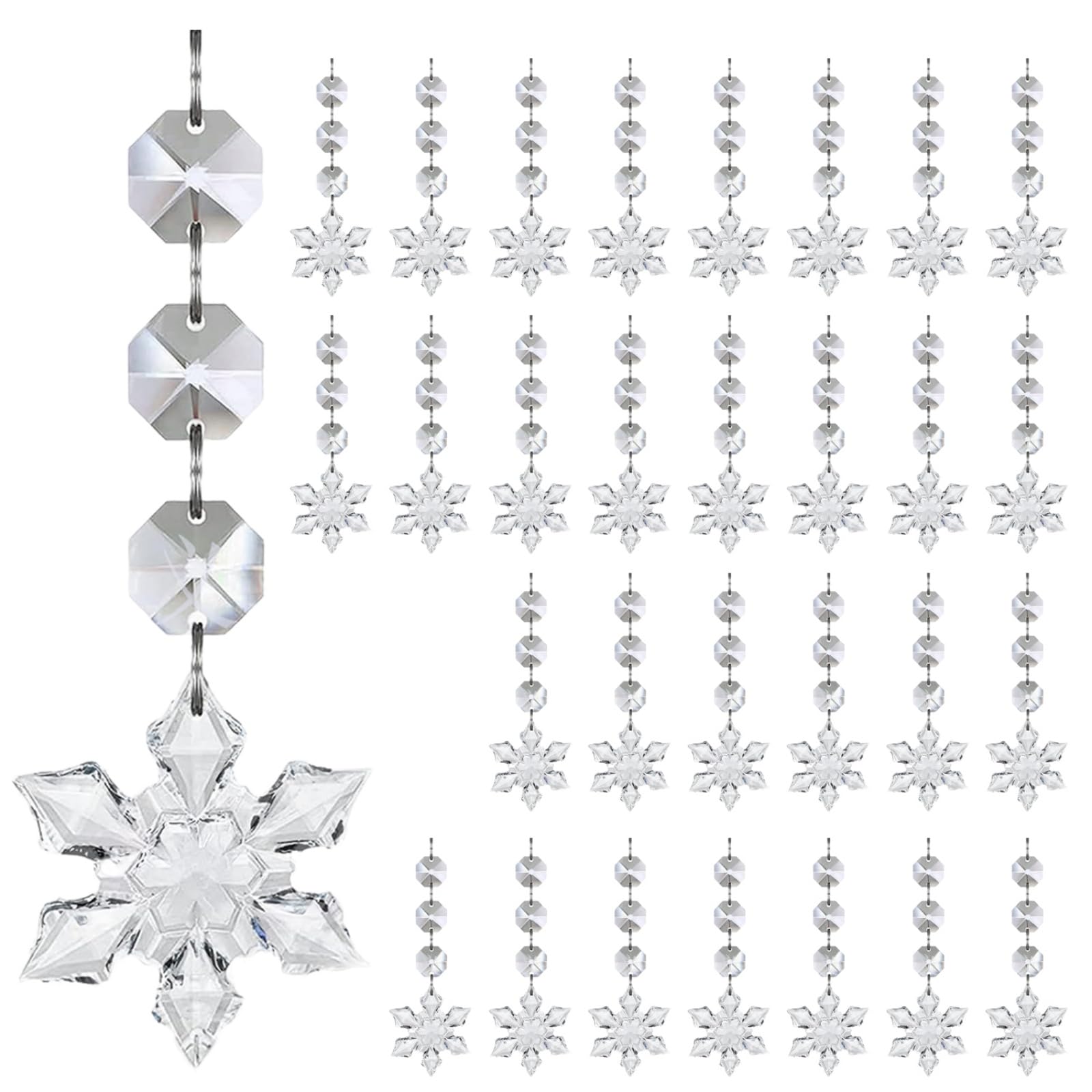 Ajtutus Snowflake Suit 30Pcs Acrylic Christmas Ice Sticks Snowflake Teardrop Ball Ornament Clear Shatterproof Holiday Tree Decorations Snowflake Ice Sticks Christmas Decorations