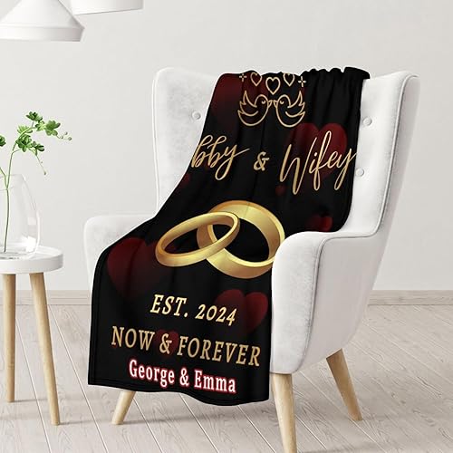 Miniatura 2 de Manta de boda personalizada, suave, mullida y cálida, 30 x 40 pulgadas, mantas de oración matrimonial para novia, novio, mantas modernas negras,