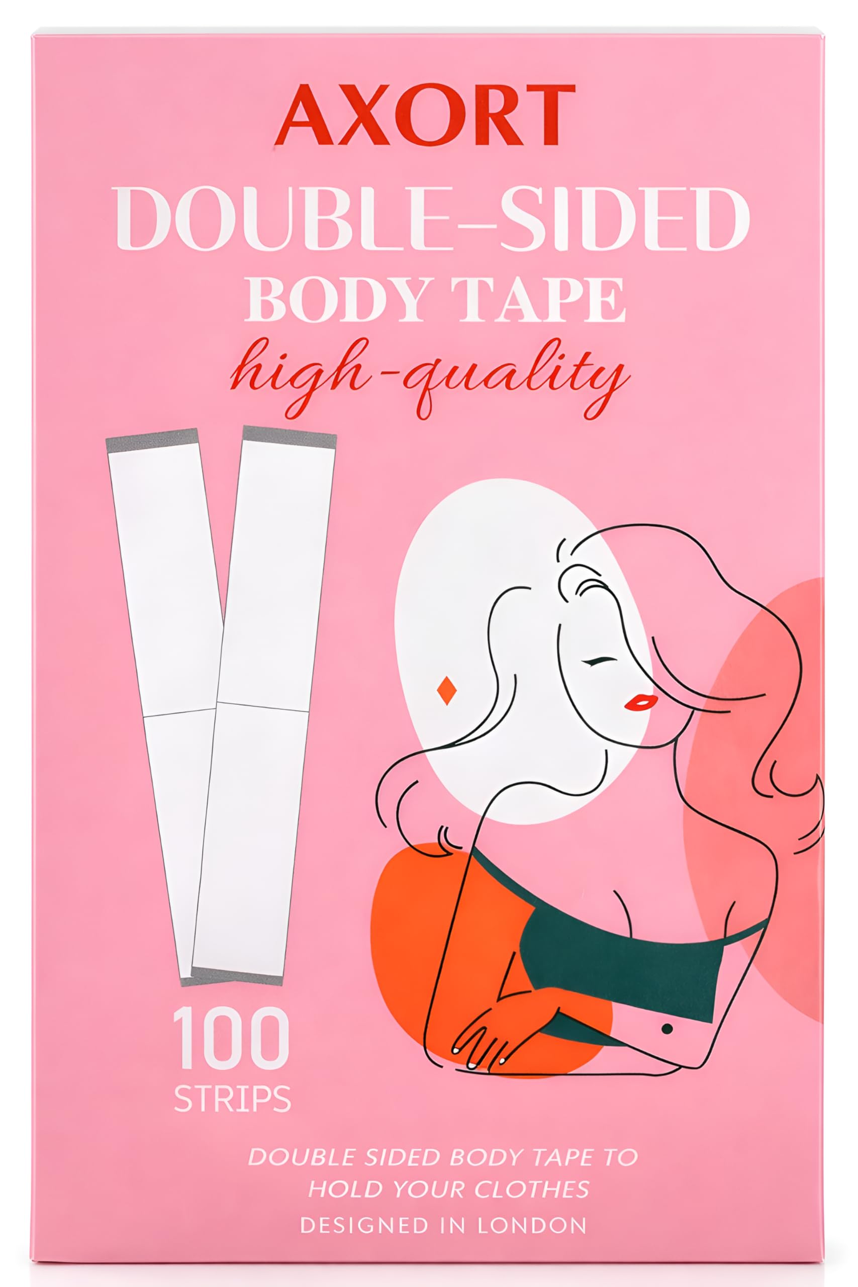 AXORT 100 Strips Double Sided Body Tape, Fabric Tape, Tit Tape Self Adhesive, Fashion Tap for all Skin Tones and Every Type of Sensitive Skin, Boob Tape