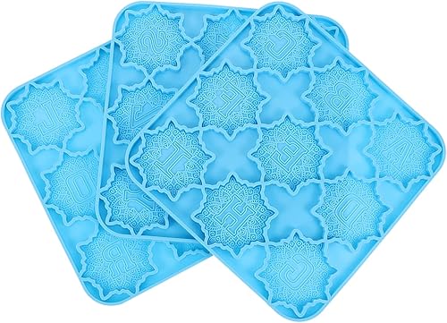 SEWACC Plantilla de alfabeto 3 piezas molde de resina mandala flor molde de fundición reutilizable molde de fundición DIY moldes de llavero de
