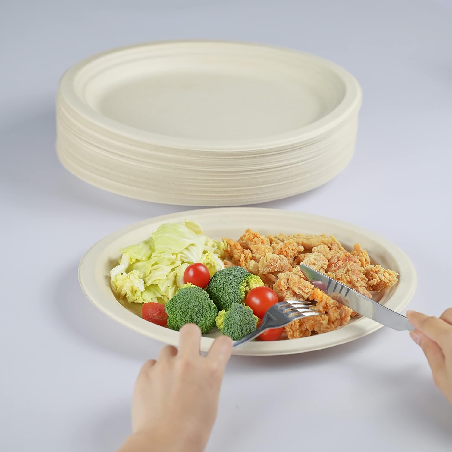 GDJMLai 50 Pack Compostable 12.6" oval Heavy Duty Dinner Plates Eco