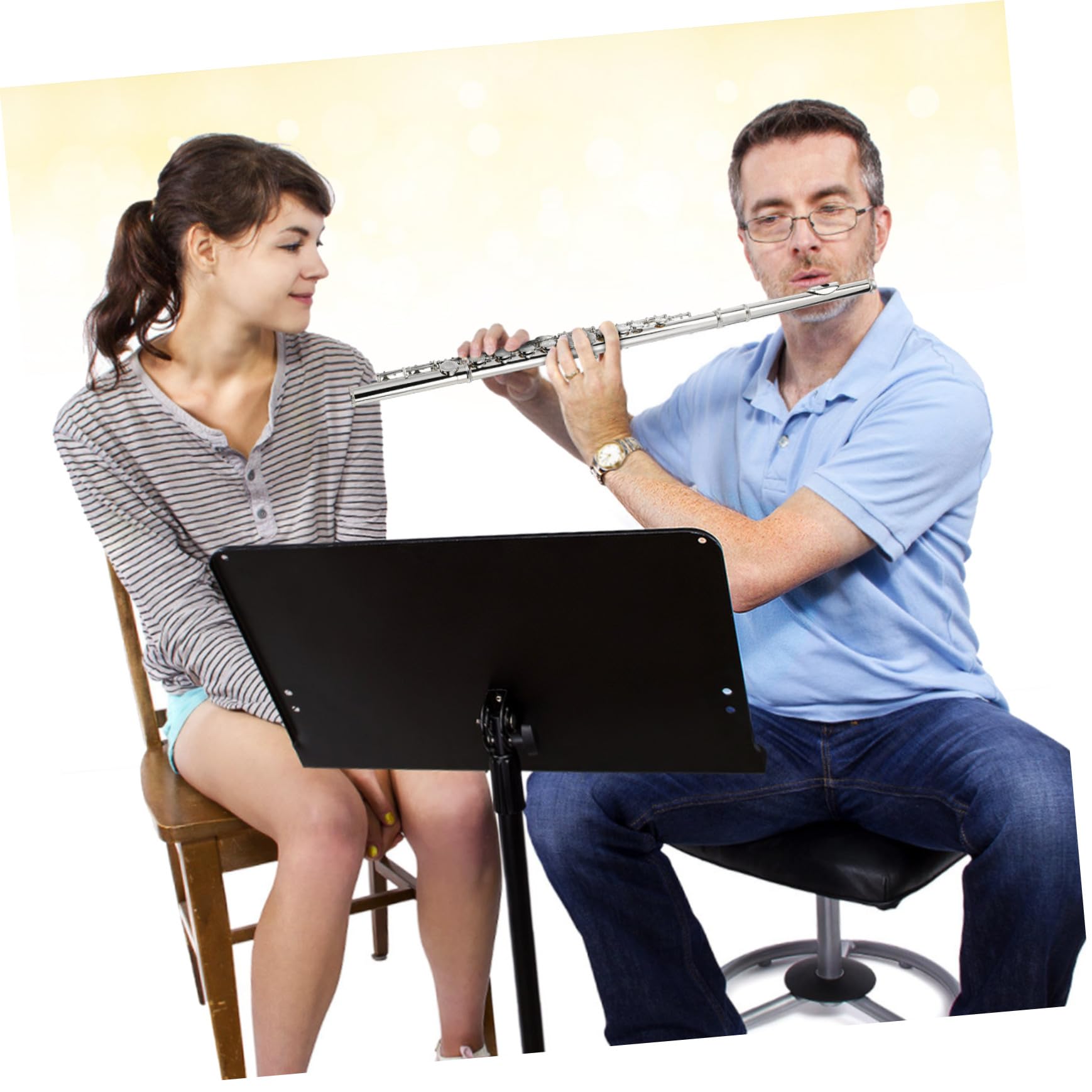 Flauta en Do de Latón Plata para Niños, Instrumento Musical