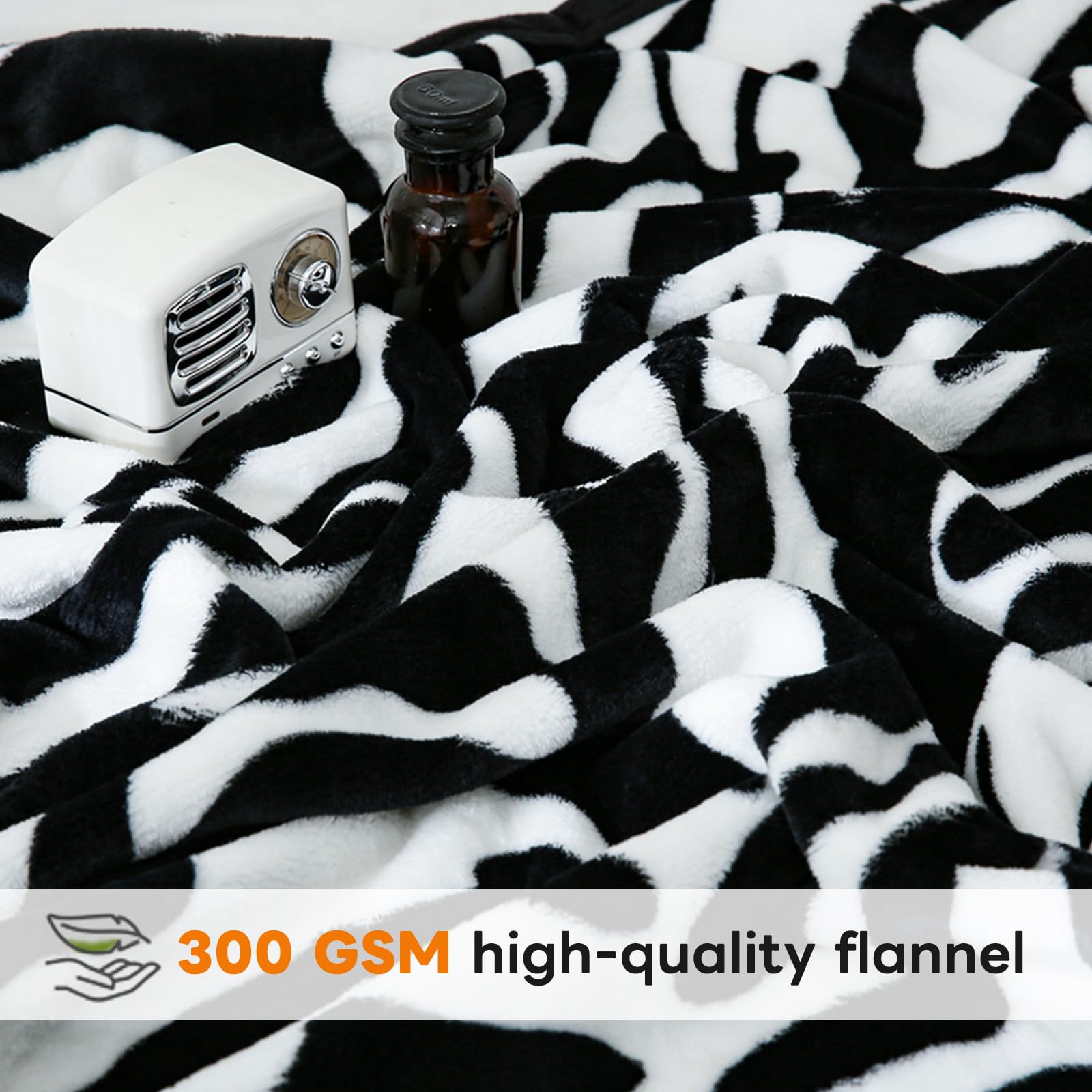 PU MEI Fuzzy Flannel Throw Blanket for Sofa, Couch, Bed, Black and White Zebra Print Blanket Animal - Lightweight Double Sided Cozy Super Soft Blankets, 80" x 90" inches: Zebra 50"*60"