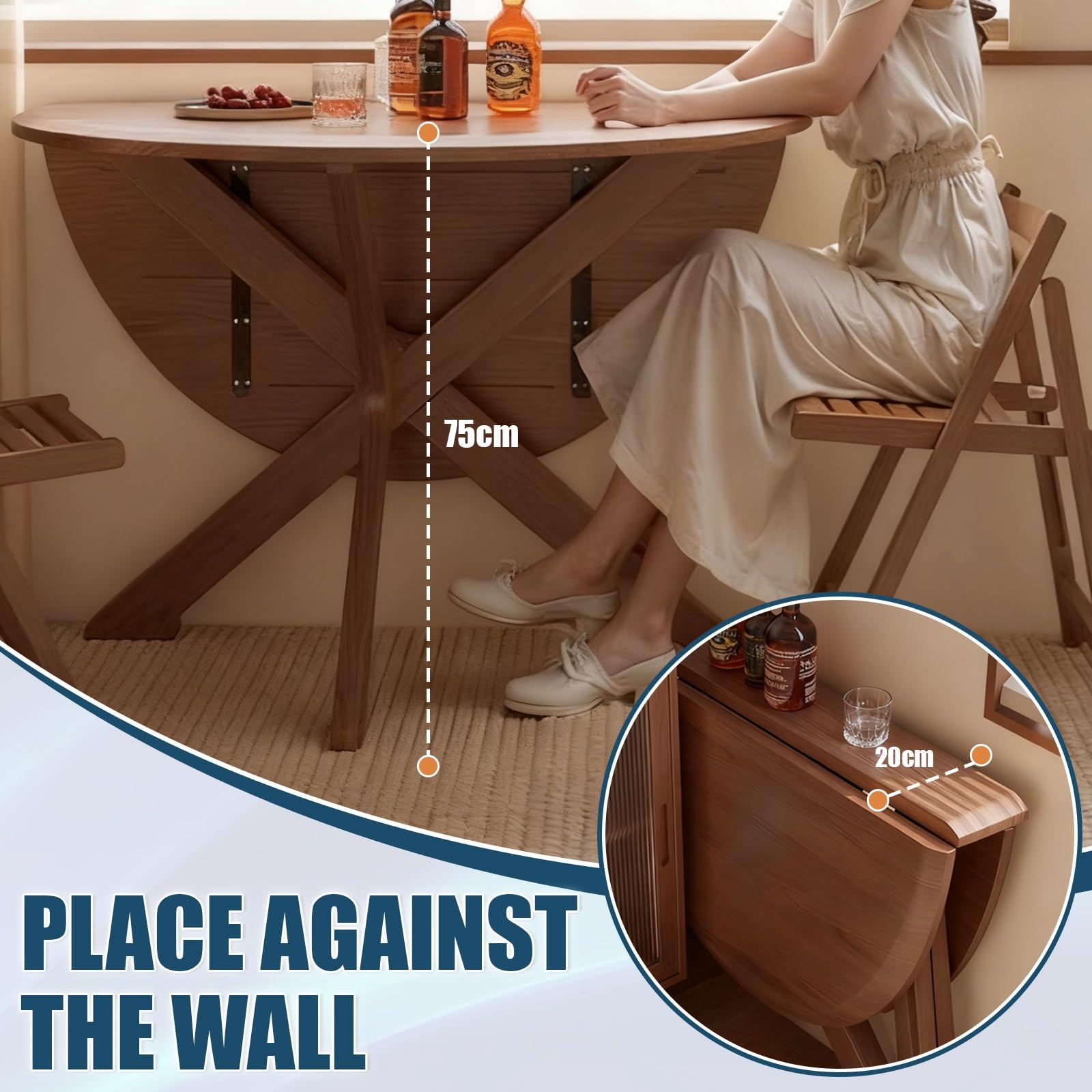 Tavolo da cucina rotondo espandibile pieghevole salvaspazio tavolo da pranzo gambe regolabili 46 persone 80 cm design moderno per Smals