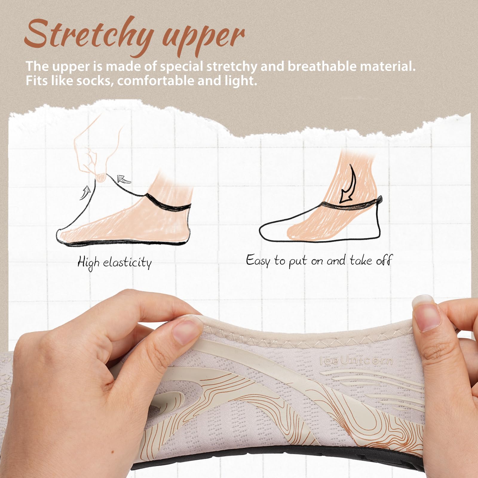 Chaussures aquatiques pour femme - Chaussures de natation pour homme et femme - Chaussures pieds nus - Chaussures de piscine - Chaussures de yoga rapides pour sports nautiques