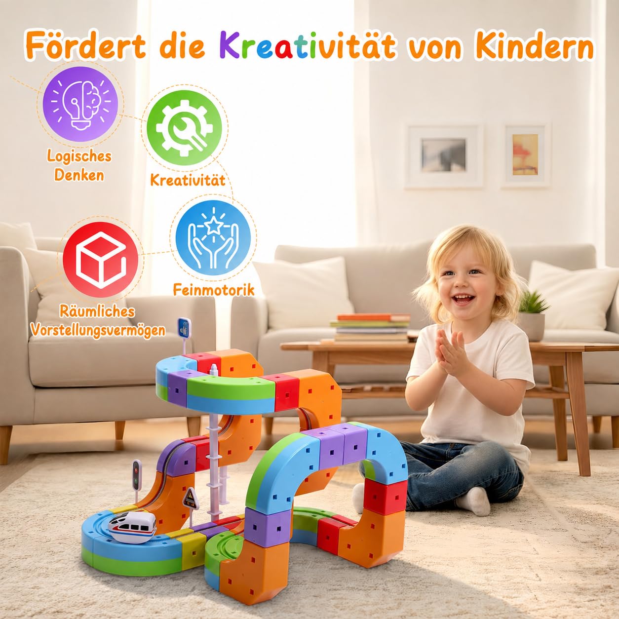 Umikk Click Rail Electric Train Set, 88 PCS Magic Rail Track (88 pièces) | Cube Track flexible DIY avec conduite anti-gravitation, jouet éducatif STEM pour garçons et filles à partir de 3 ans