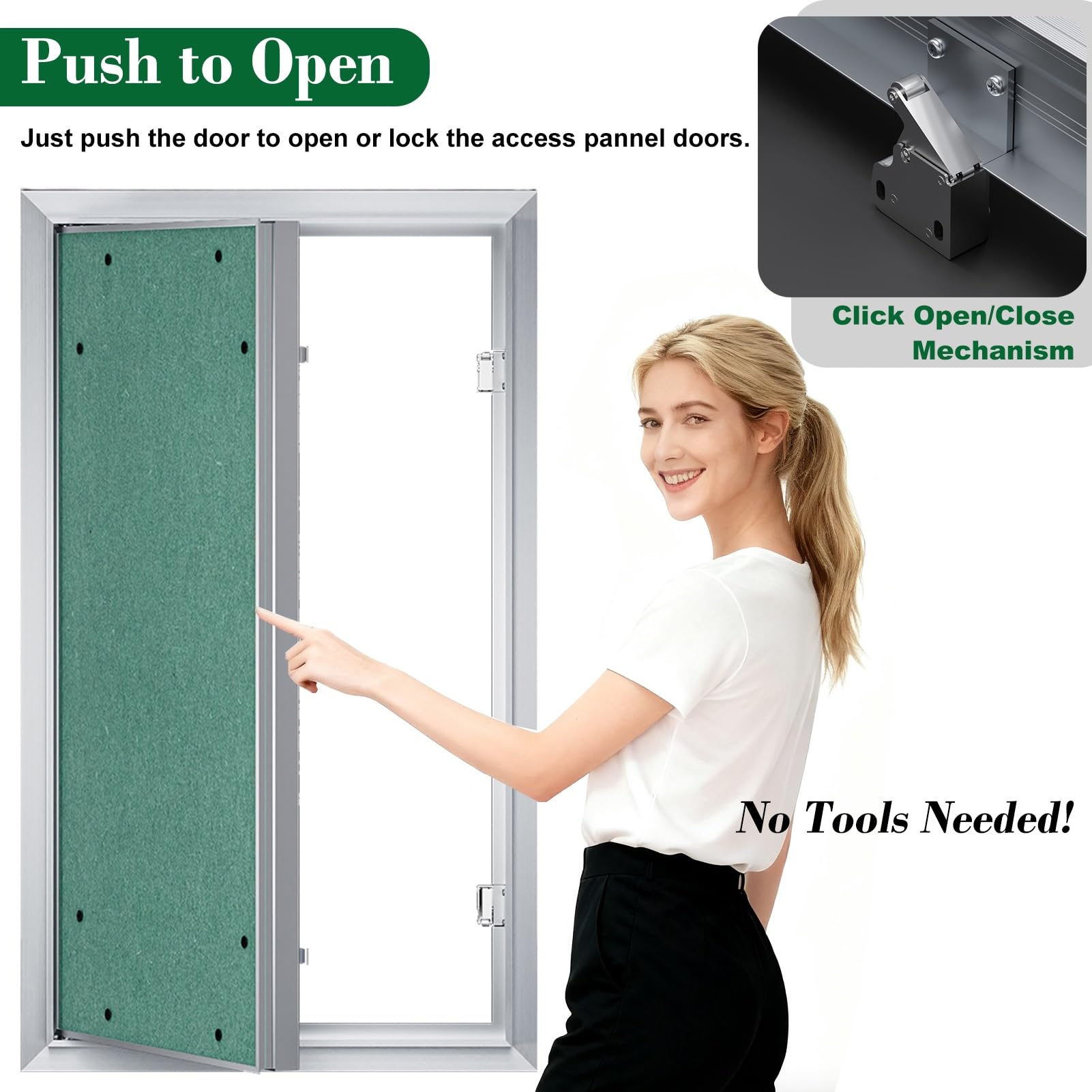 Trampilla Pladur Apertura/Cierre con Clic Puerta de Acceso para Placas de Yeso Oculta y Pintable, Gran Panel de Acceso para Placas de Yeso, Tapa con Solapa de Apertura(24x50in(61x127cm))