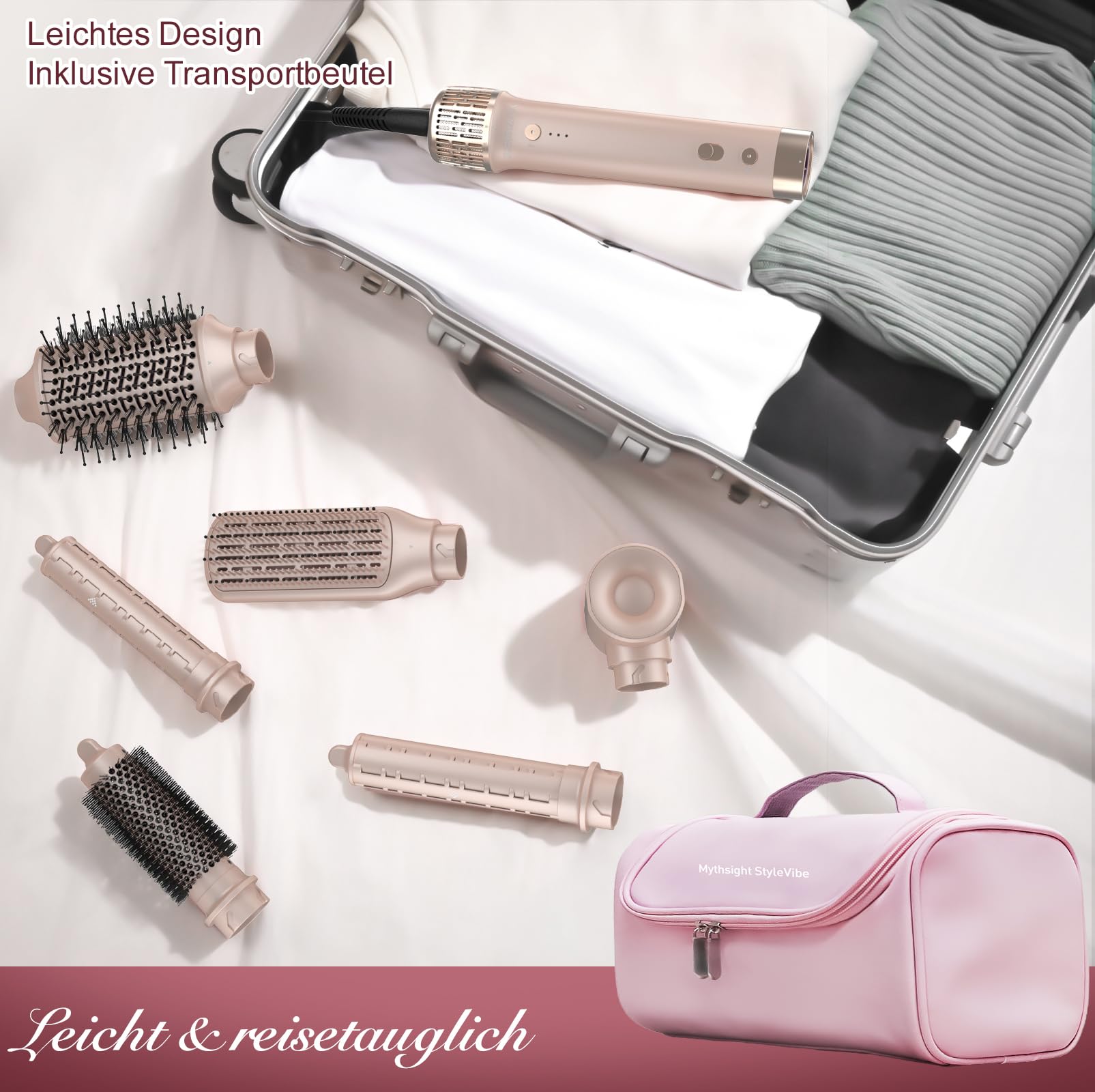 Airstyler 6-in-1, High Speed Ionen Föhn & Multifunktionaler Hairstyler, Auto-Wrap Lockenstab automatisch für alle Haartypen, Keine Hitzeschäden Warmluftbürste, Styling, Volumisieren, Locken, Glätte