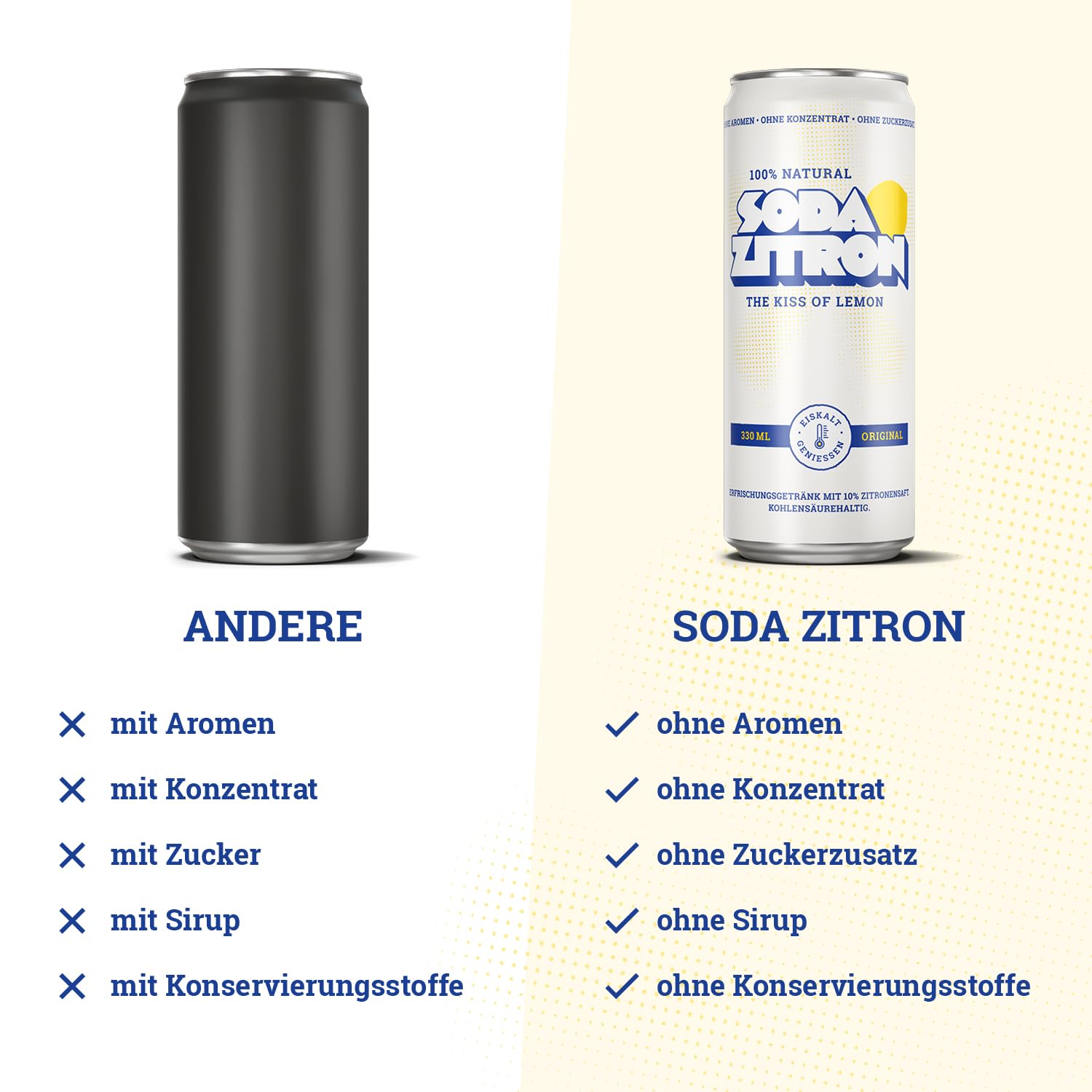 SODA ZITRON BIO - 100% Natürliche Erfrischung - Original aus Österreich - Erfrischungsgetränk hergestellt aus Zitronen - ohne Zucker - kalorienarm - 48 x 330ml EINWEG