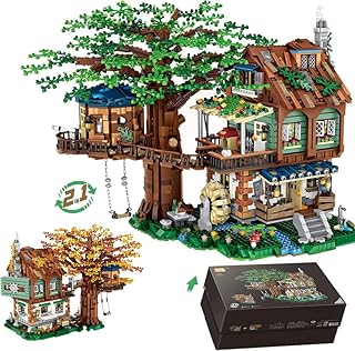 Idea Tree House Bricks Model Toys Set, DIY Forest House Building Blocks Street View Sets, for Teens Boys Girls/Adults Ages 14+ Tree House Display(4761 PCS Tree House)