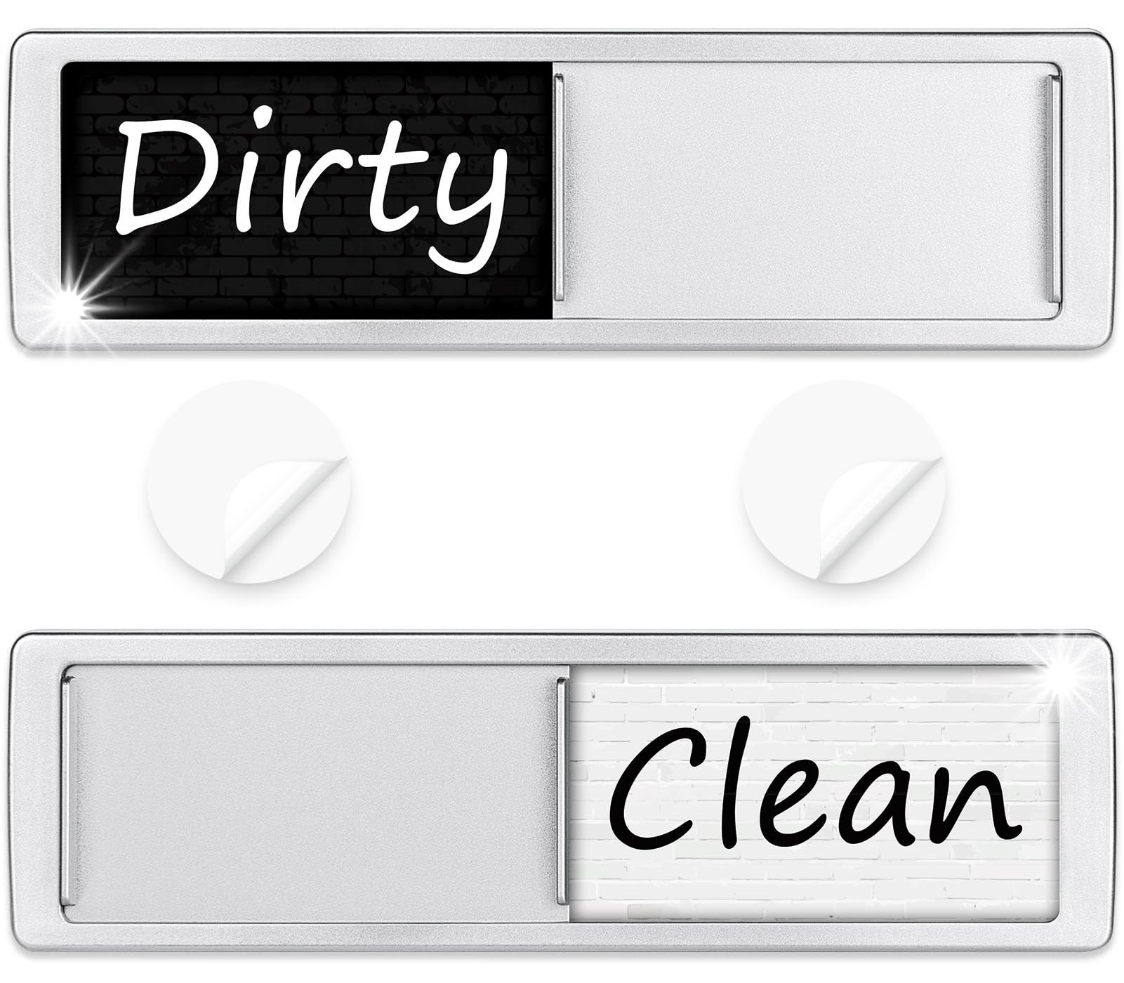 Imán de lavavajillas Clean Dirty Sign Shutter solo cambia cuando lo empujas, imán fuerte o adhesivo que indica si los platos están limpios o sucios (azulejos blanco/negro)