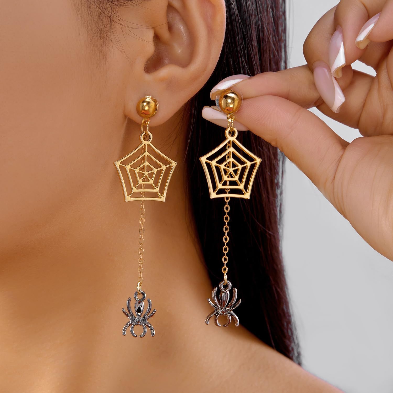 Halloween Earrings for Women Goth Skull Spider Drop Dangle Earring Punk Pumpkin Earring Emo Accessories Halloween Prom Jewelry Costume Accessories - Image 2