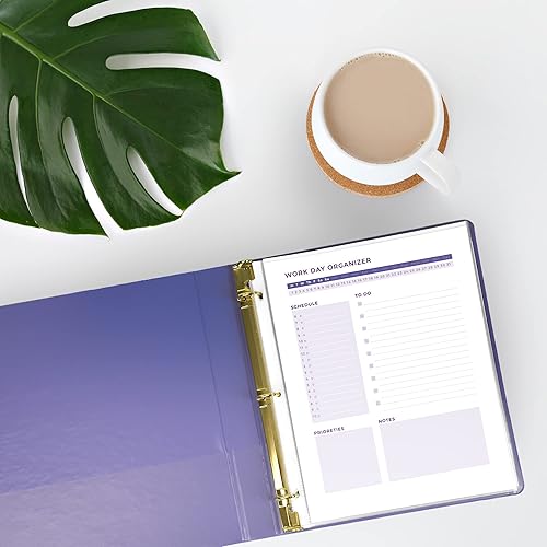 Miniatura 7 de Samsill - Carpeta duradera de 1 pulgada, fabricada en los Estados Unidos, con anillos de bloqueo en D dorados, cubierta transparente y