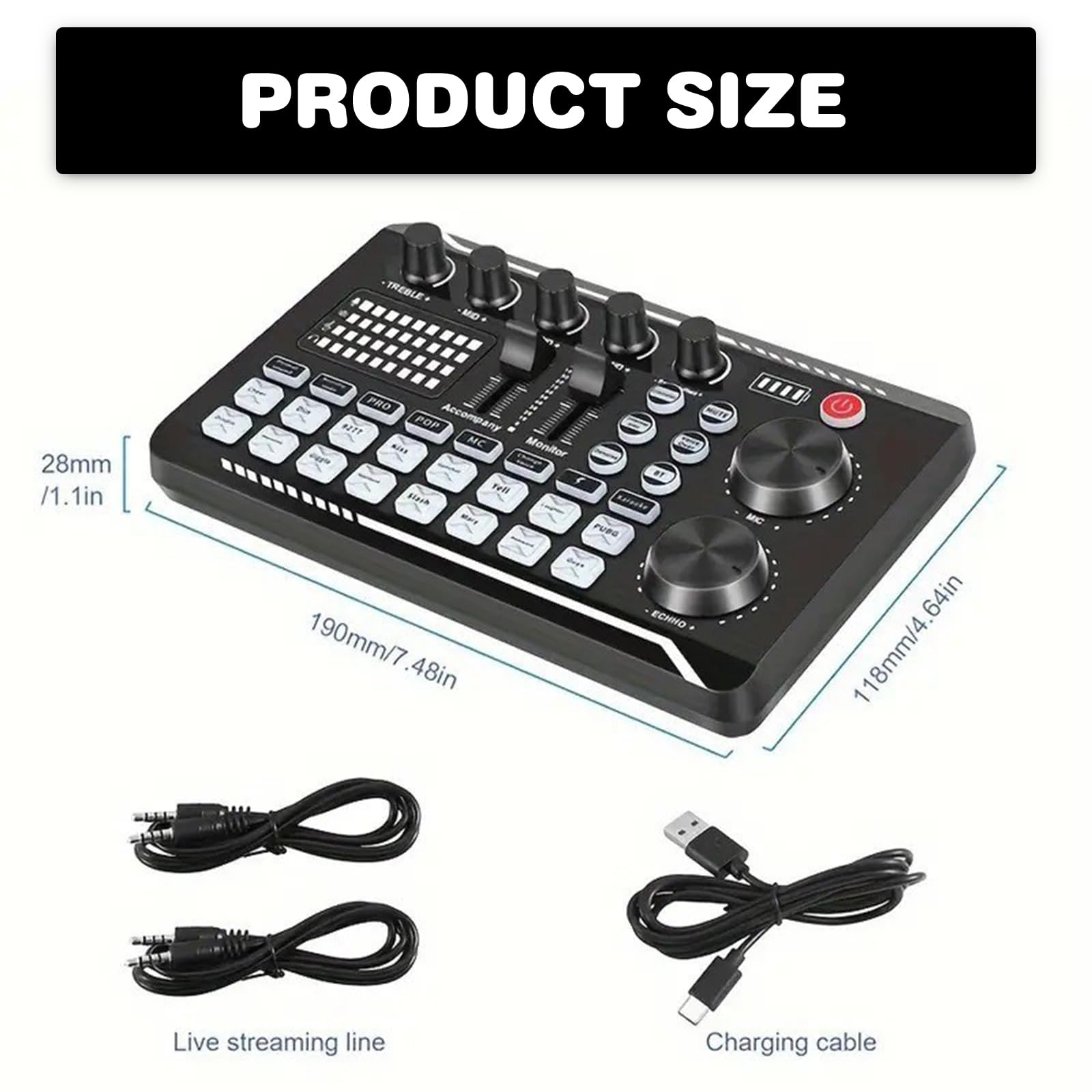 Live Sound Card Audio Mixer, F998 Live Soundkarte Audio Interface mit DJ Mixer Effekte, Soundffekte, Voice Changer, Bluetooth Audio Mixer für YouTube Streaming KTV Aufnahmen Gaming