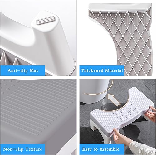 Miniatura 5 de Taburete de inodoro para adultos y niños, 7 pulgadas portátil de plástico para postura en cuclillas, taburete antideslizante para baño, regalo