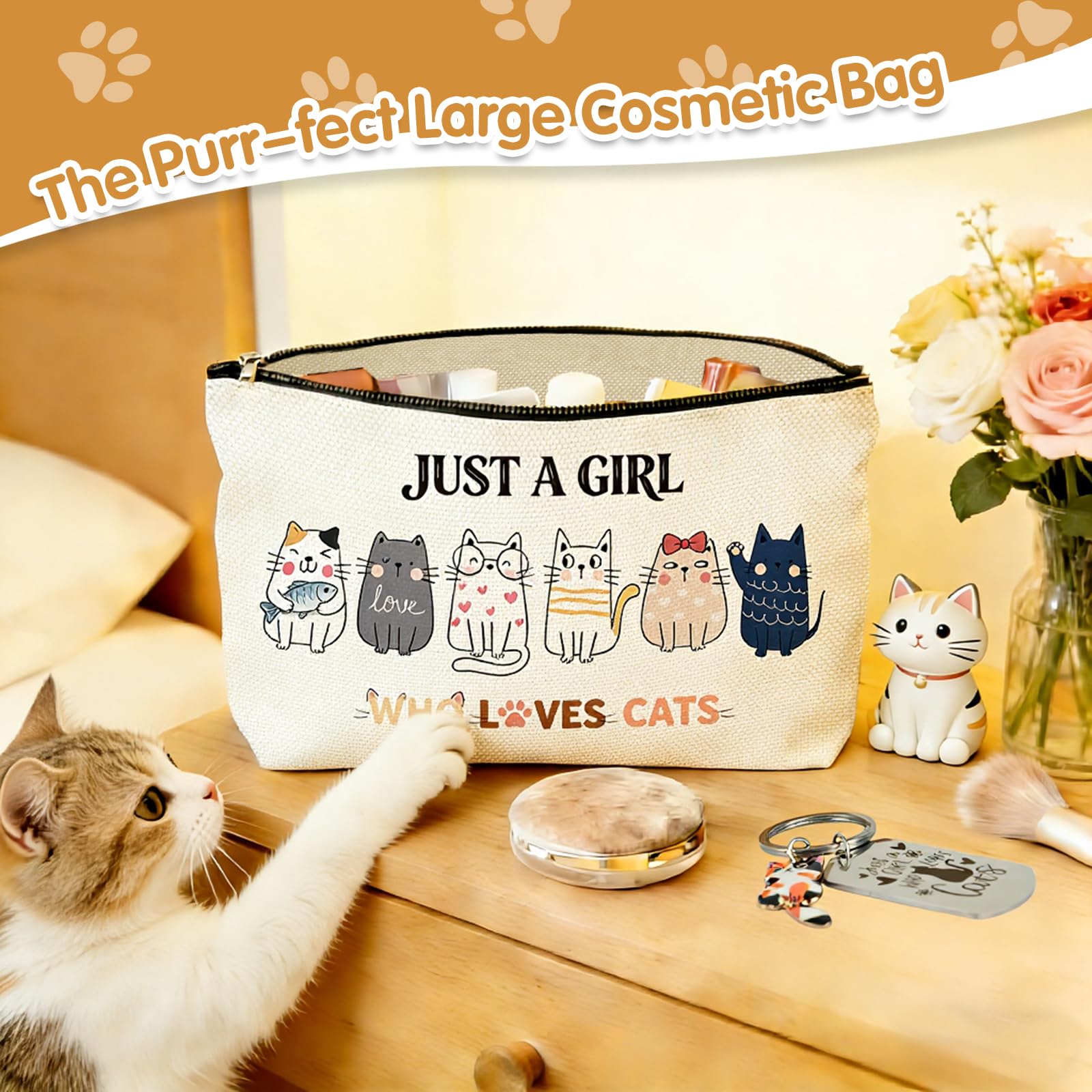Regalo Donna Gatto, Set Tazza Gatto Divertente, Tazza da Caffè Tè Ceramica Kawaii con Coperchio e Cucchiai, Idee Regalo Donna Personalizzato per Amica Fidanzata Moglie Compleanno Natale