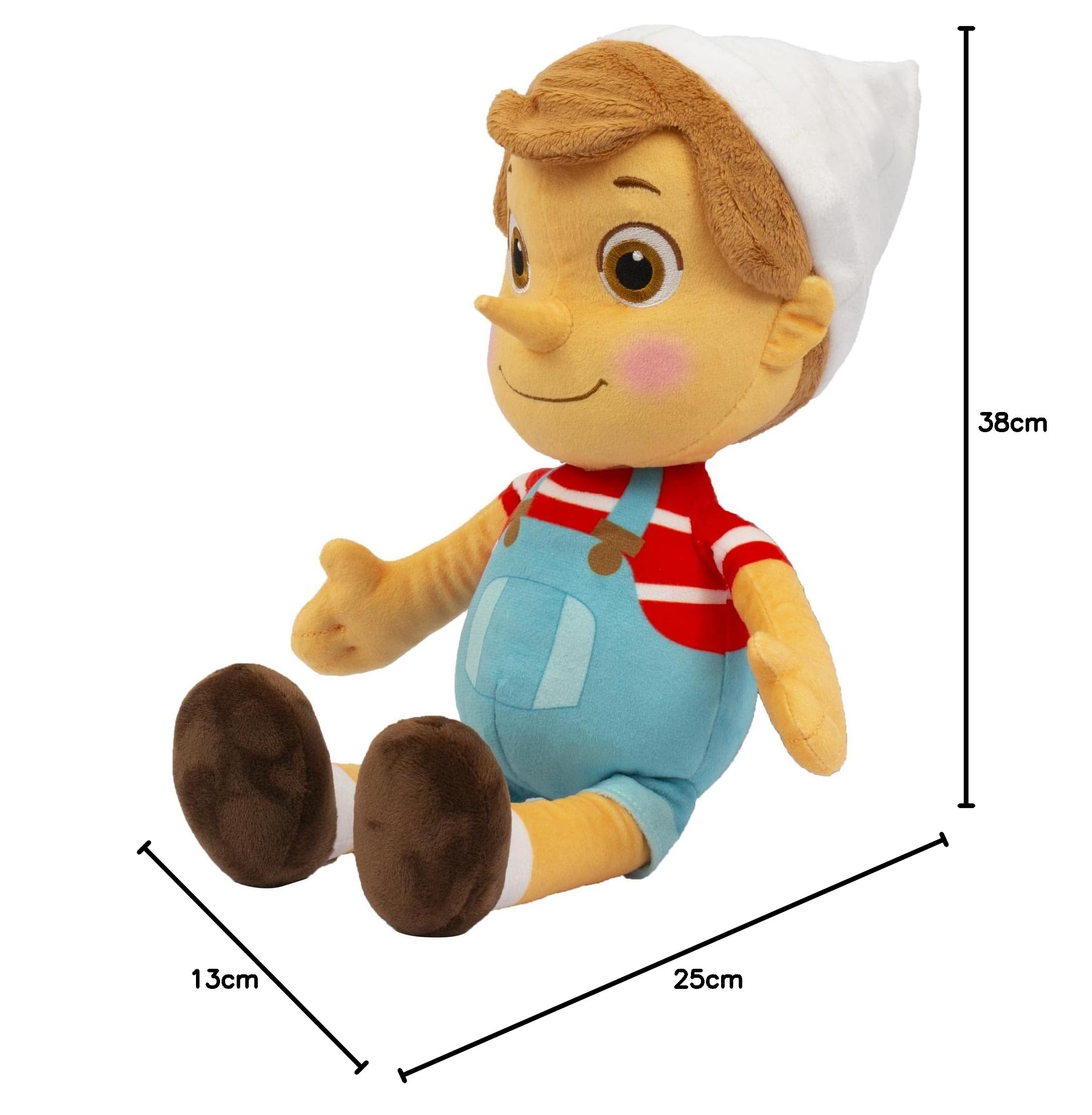 Giochi Preziosi Pinocho - Peluche Musical de 36 cm con Sombrero, Solo presiona el Vientre, Escucha la Sigla de la Serie de televisión, para niños a Partir de 3 años, PNH10000