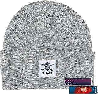 FC St. Pauli Hat Beanie Headpiece Grey Melange Skull + 2 x FANERGY Dextrose, gray, One Size