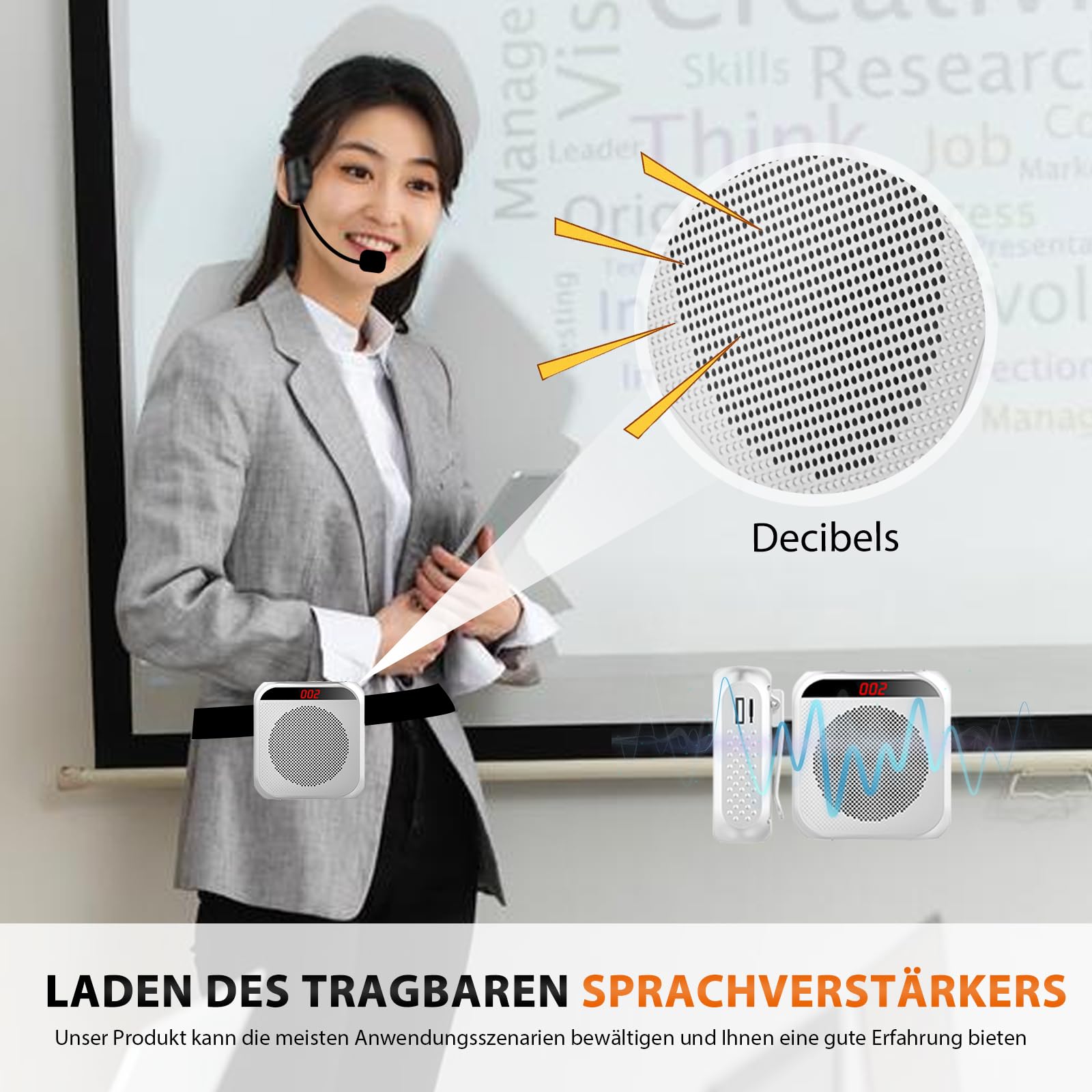 Amplificateur Vocal Portable Avec Micro-casque - Haut-parleur 3 Pouces, Batterie 2200mAh - Pour Enseignants, Guides, Présentations Extérieures - 6