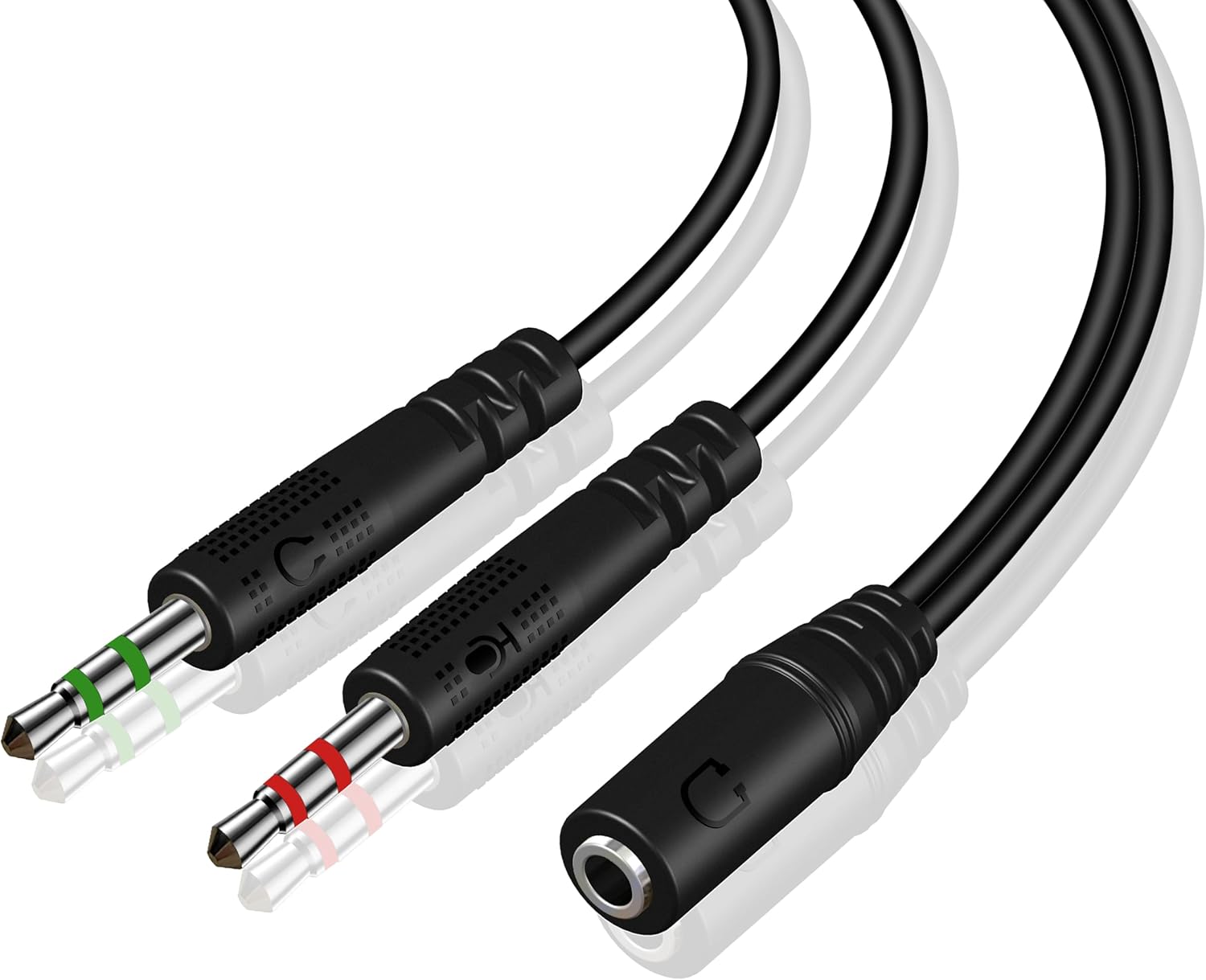 3.5mm Headphone Splitter for PC TRRS Female to TRS Dual Male Jack Y Splitter Aux Cable Headset Audio Adapter Cord for Gaming Headset Headphone Earphone to Dual-Jack PC Desktop Computer Laptop