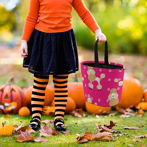 Miniatura 6 de Caniche Dog Halloween Trick or Treat Party Favor Bolsas de mano Cesta de caramelo Reutilizable Cubo Portátil