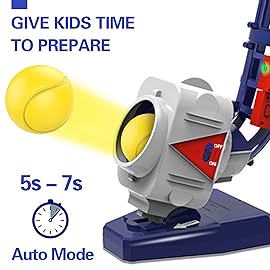 iPlay, iLearn Kids Pitching Machine Toys, 2 in 1 RC Baseball Tennis Pitcher, Auto Ball Launching Bat, Boys Outdoor Outside Sports Backyard Game, Birthday Gift 5 6 7 8 10 12 Yr Youth-Unassembled