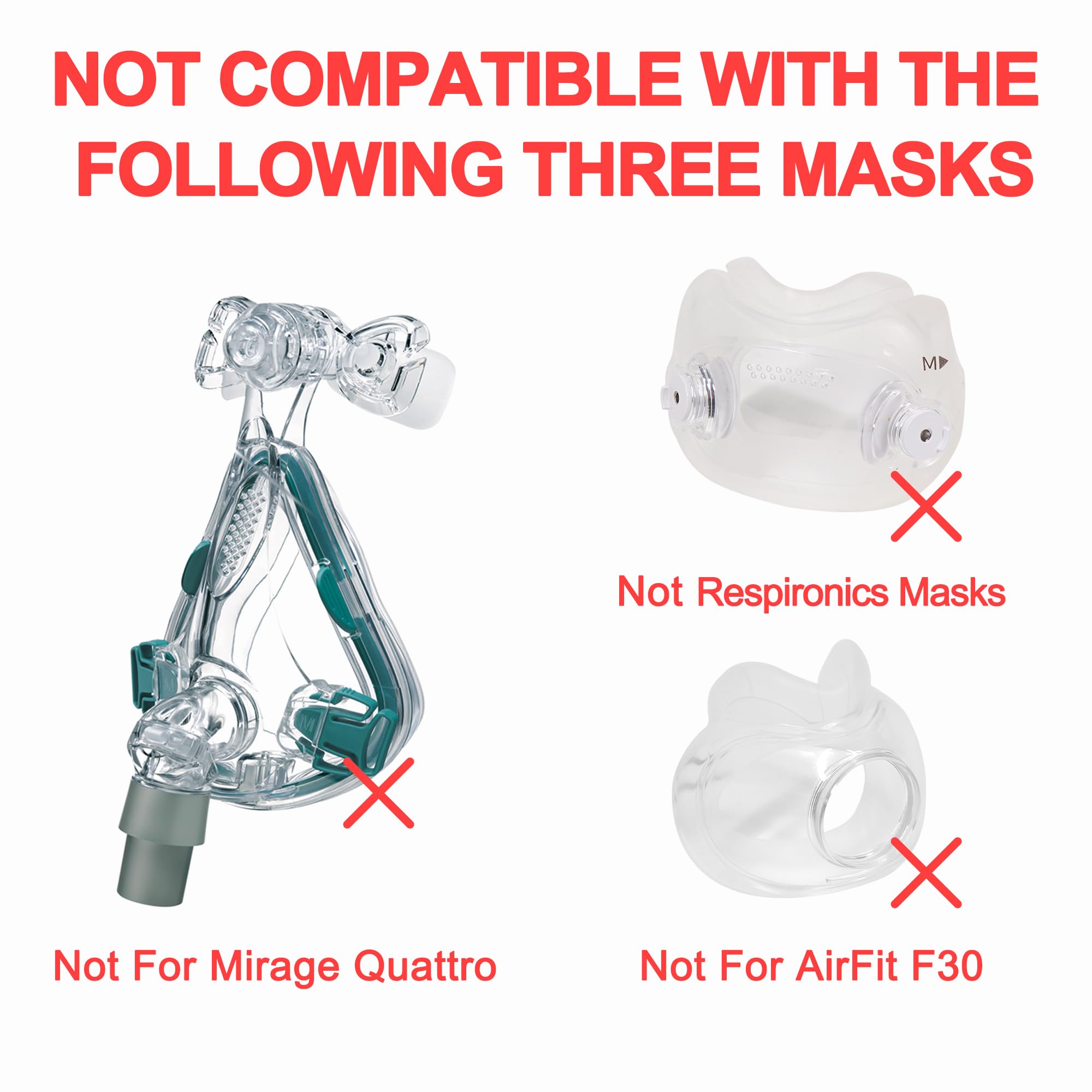 Lot de 6 doublures de masque intégral réutilisables compatibles avec AirFit F20 et AirTouch F20 pour réduire les marques rouges, ne convient pas aux masques Mirage Quattro et F30 BlessEase