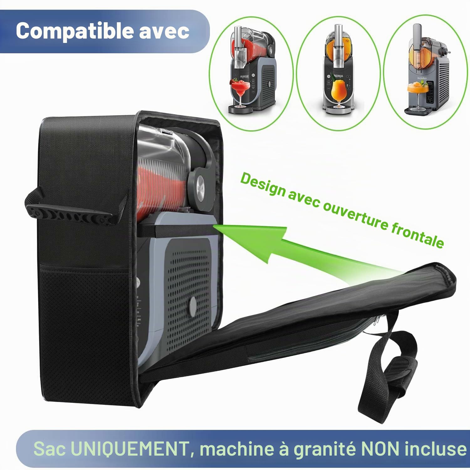 AF-WAN Sac de transport pour machine Ninja SLUSHi FS301EU/FS299/FS301CEU – Boîte portable avec ouverture avant et poche pour accessoires
