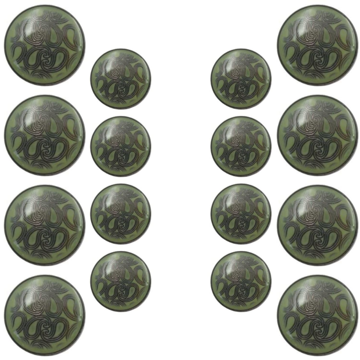 Ani accessories EID Special Green Enamel Epoxy Resin Metal Shank Button for Coat Blazer Suit, Sherwani and Indian Dresses Sports Coat and Bandhgala,Double Breast (Pack of 16, 8 Big and 8 Small) (Green)-picture-25