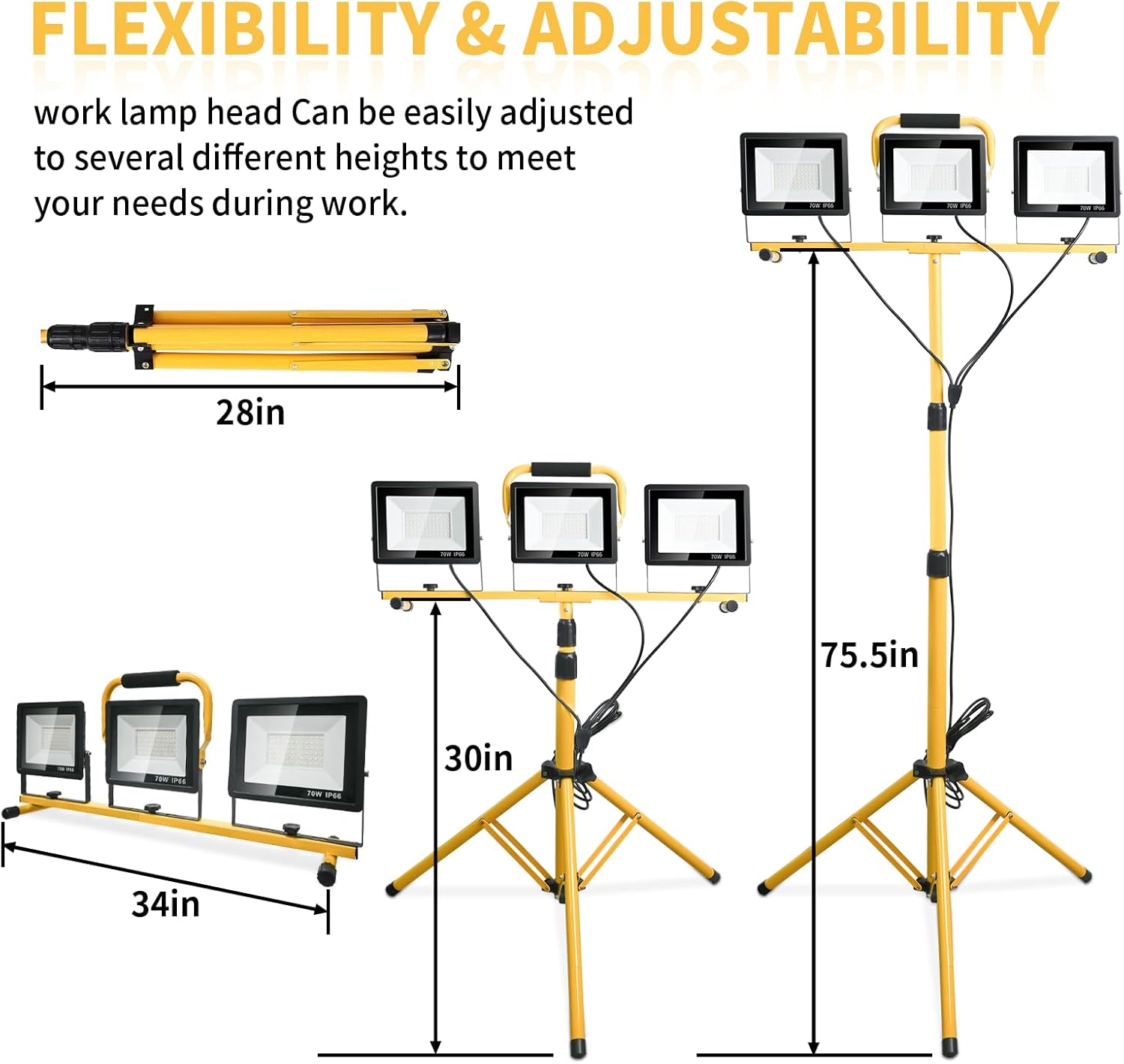 LED Light Work Stand: 21000LM Portable Lighting for Job Site, Construction & Garage Workshop - Image 3