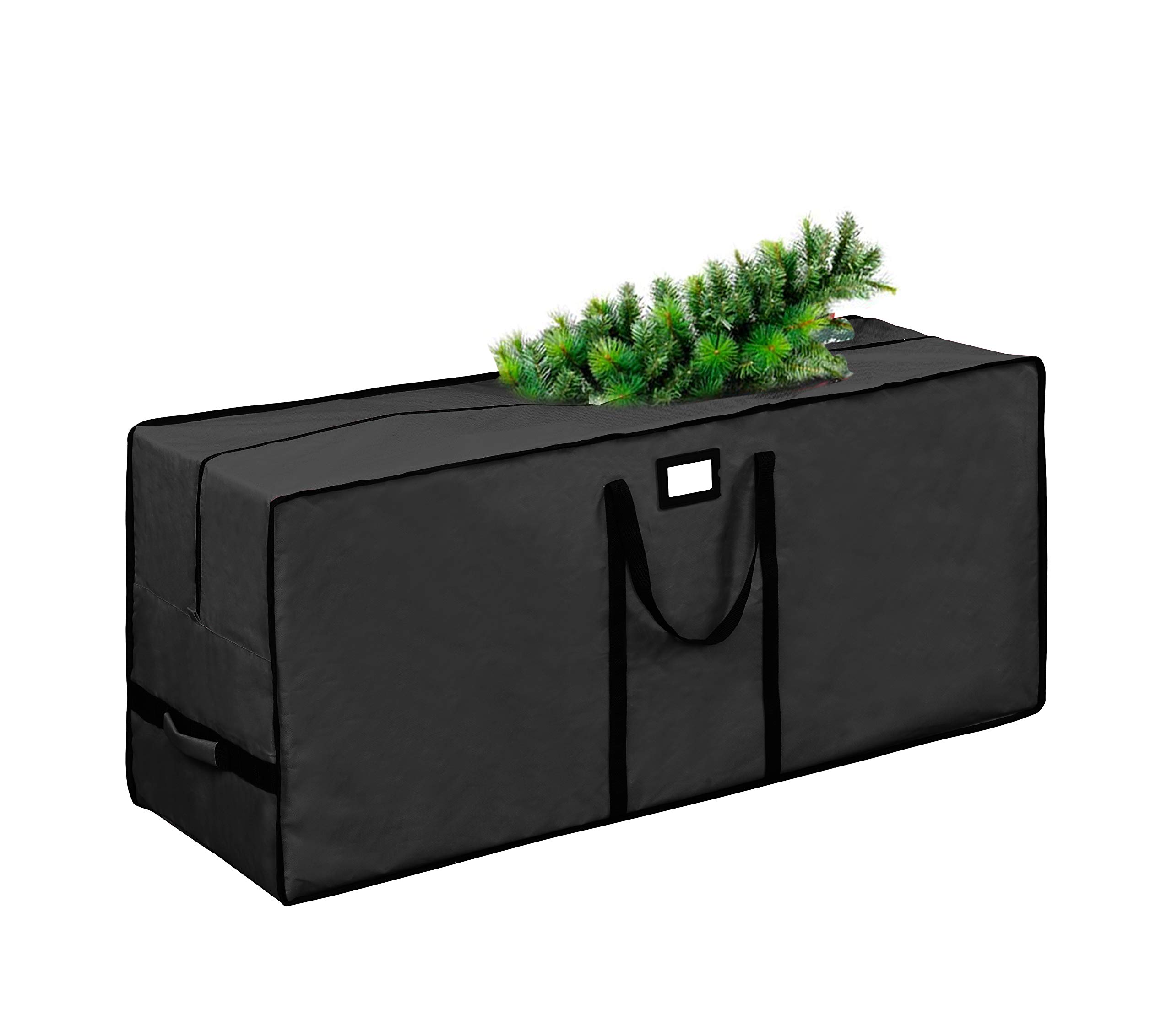 Waterproof Christmas Tree Storage Bag - Fits Up to 7.5 ft Tall Artificial Trees, Extra Large Heavy Duty Storage Container with Handles (Black, 47"x15"x20)