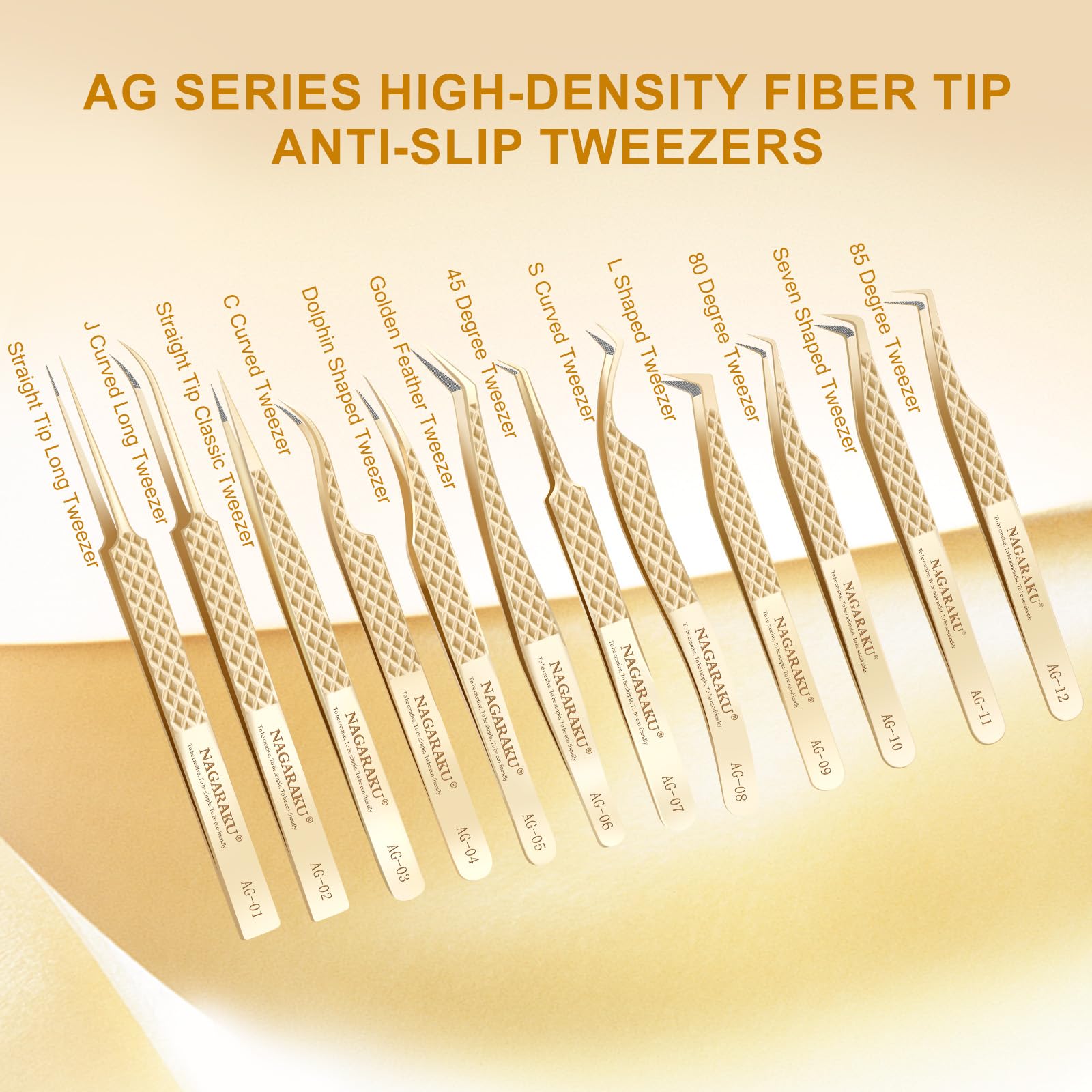 NAGARAKU Tweezer for Eyelash Extensions Straight Isolation Lash Tweezers for Individual Lashes Premium Gold Stainless Steel Eyelashes Tweezers Supplies (M-02) 4