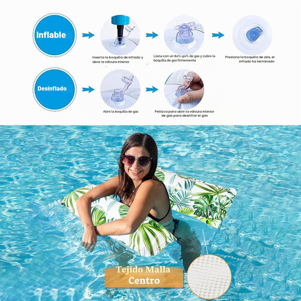 Flotador 4 En 1 Para Piscina – Hamaca, Silla, Colchón Y Asiento Inflable Para Adultos (Rojo)