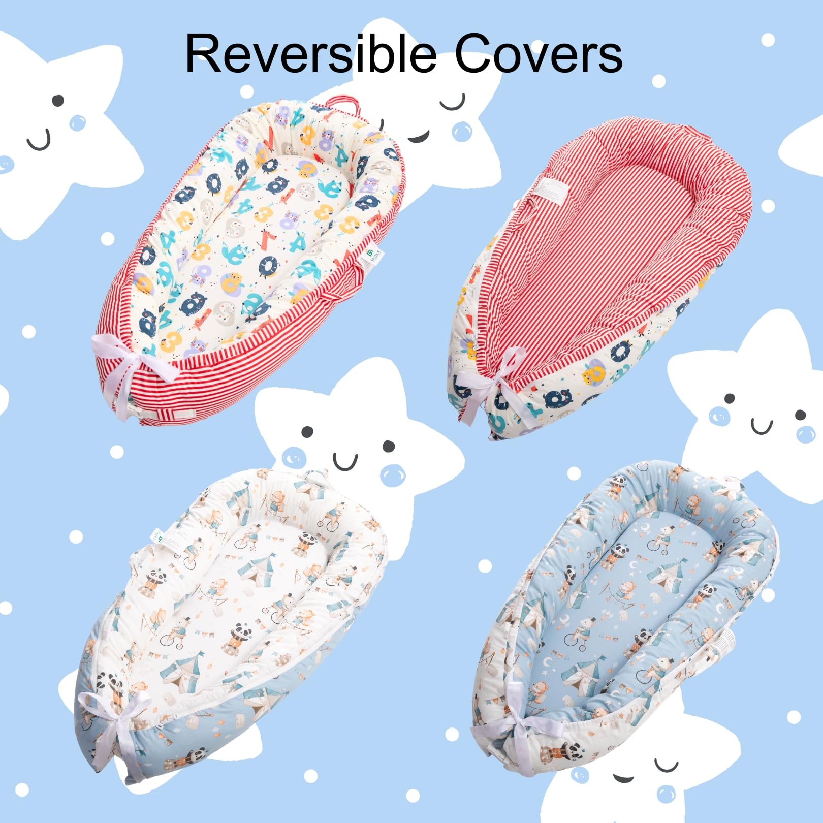 E'ALLEY Baby Lounger with Extra Breathable Cotton Baby Lounger Cover, Baby Nest with Waterproof Mattress Cover, Portable Baby Bed, Co Sleeper for Baby in Bed (NCA).