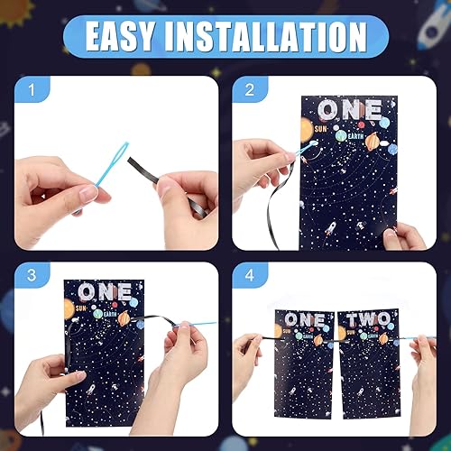 Miniatura 6 de Decoraciones de cumpleaños de primer viaje alrededor del sol, temática del espacio exterior, cartel de fotos de primer cumpleaños de recién nacido a