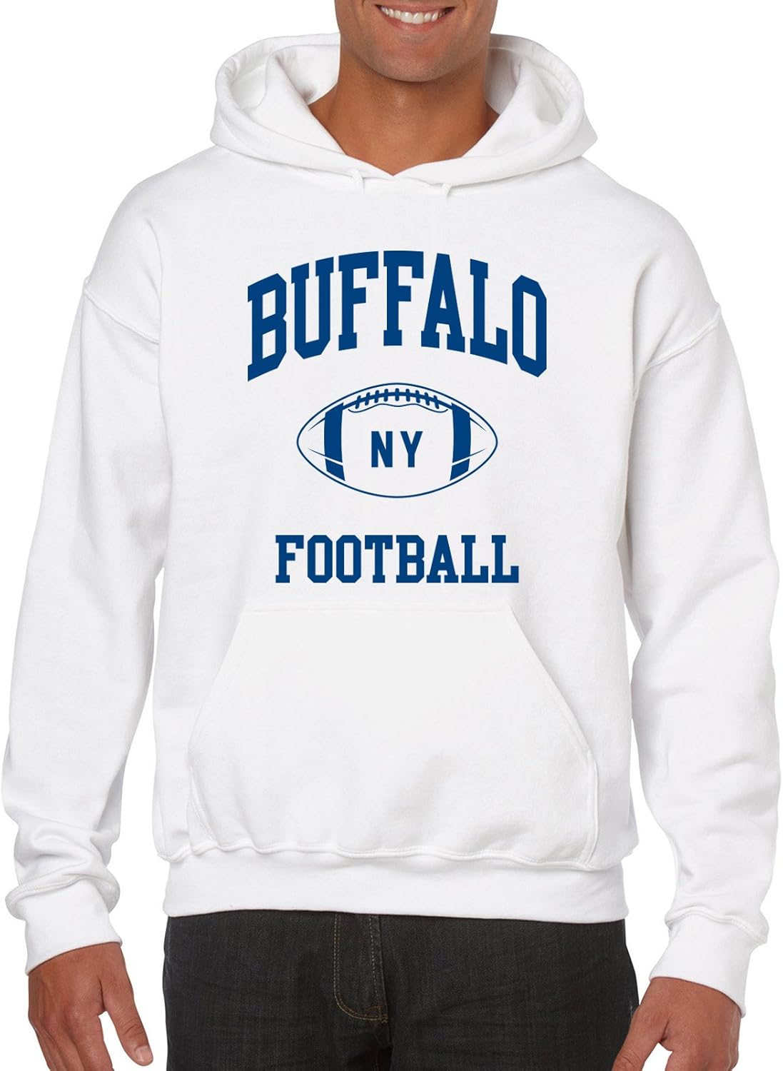 Buffalo Classic Football Arch American Football Team Sports Hoodie - Medium - White
