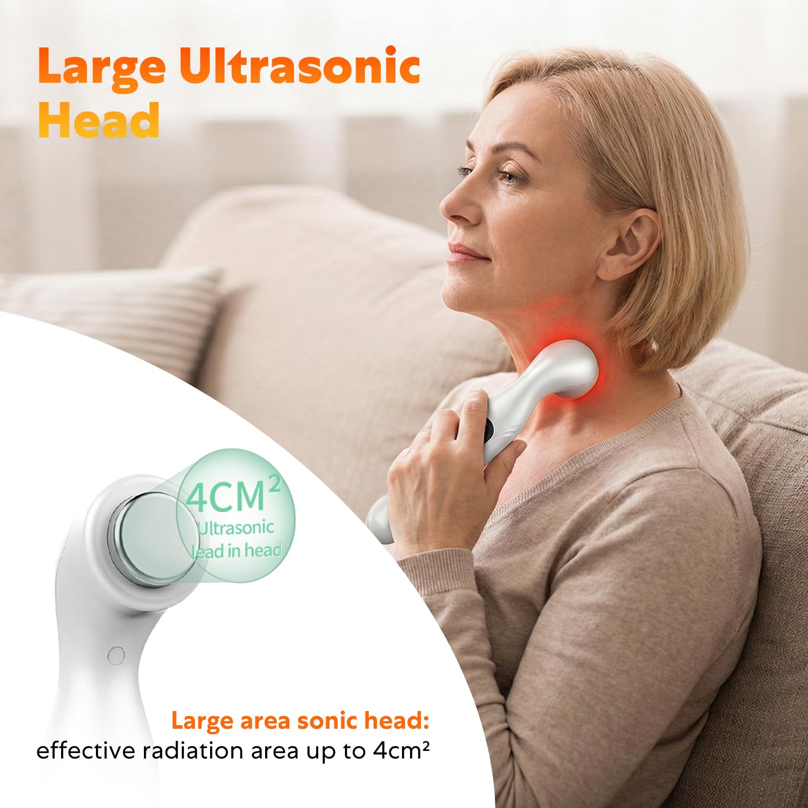 Dispositivo Per Fisioterapia Ad Ultrasuoni, Dispositivo a ultrasuoni per la casa Dispositivo portatile ad ultrasuoni per la terapia, 3 livelli di velocità per dolori muscolari e alla schiena