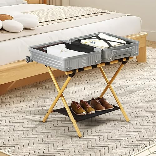 Miniatura 3 de JinDoWin Portaequipajes para habitación de invitados, portaequipajes para maletas, soporte de maleta, soporte de equipaje para artículos esenciales