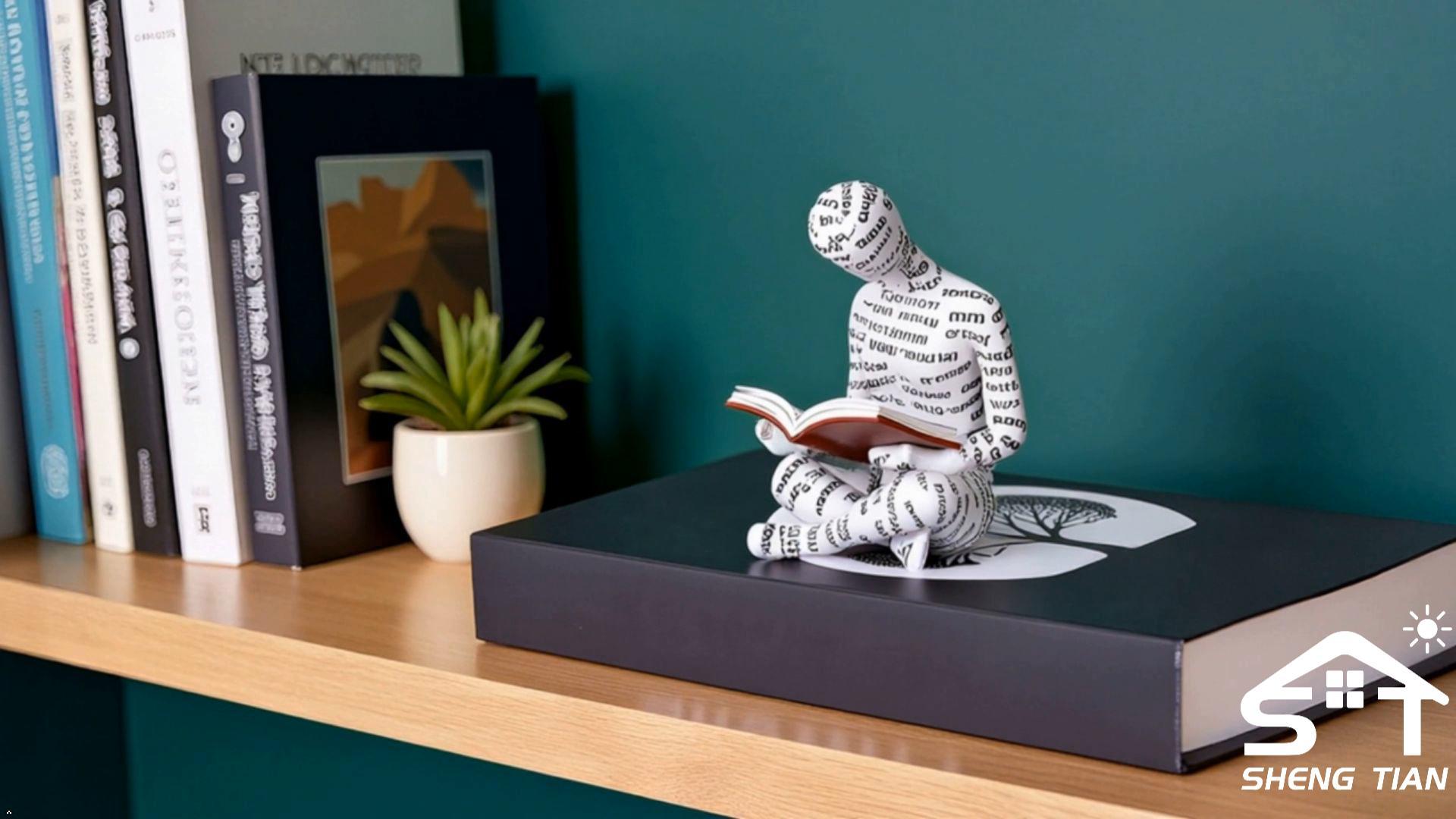 Estatua de mujer leyendo en resina decorativa miniatura 7
