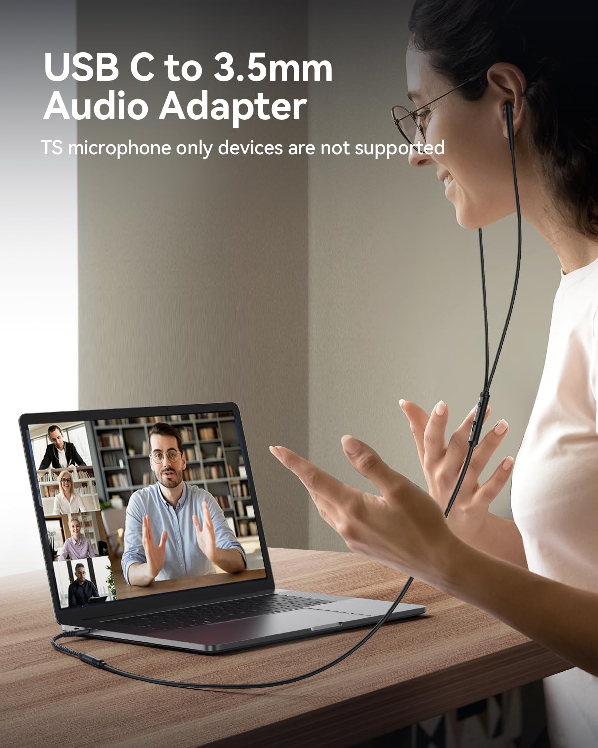 USB Type C to 3.5mm Female Headphone Jack Adapter, Aux to USB C Audio Dongle Cable Cord Compatible with iPhone 16 Pro Max Plus/iPhone 15, iPad Pro, MacBook, Samsung Galaxy S24 S23 S22 S21-1 Pack