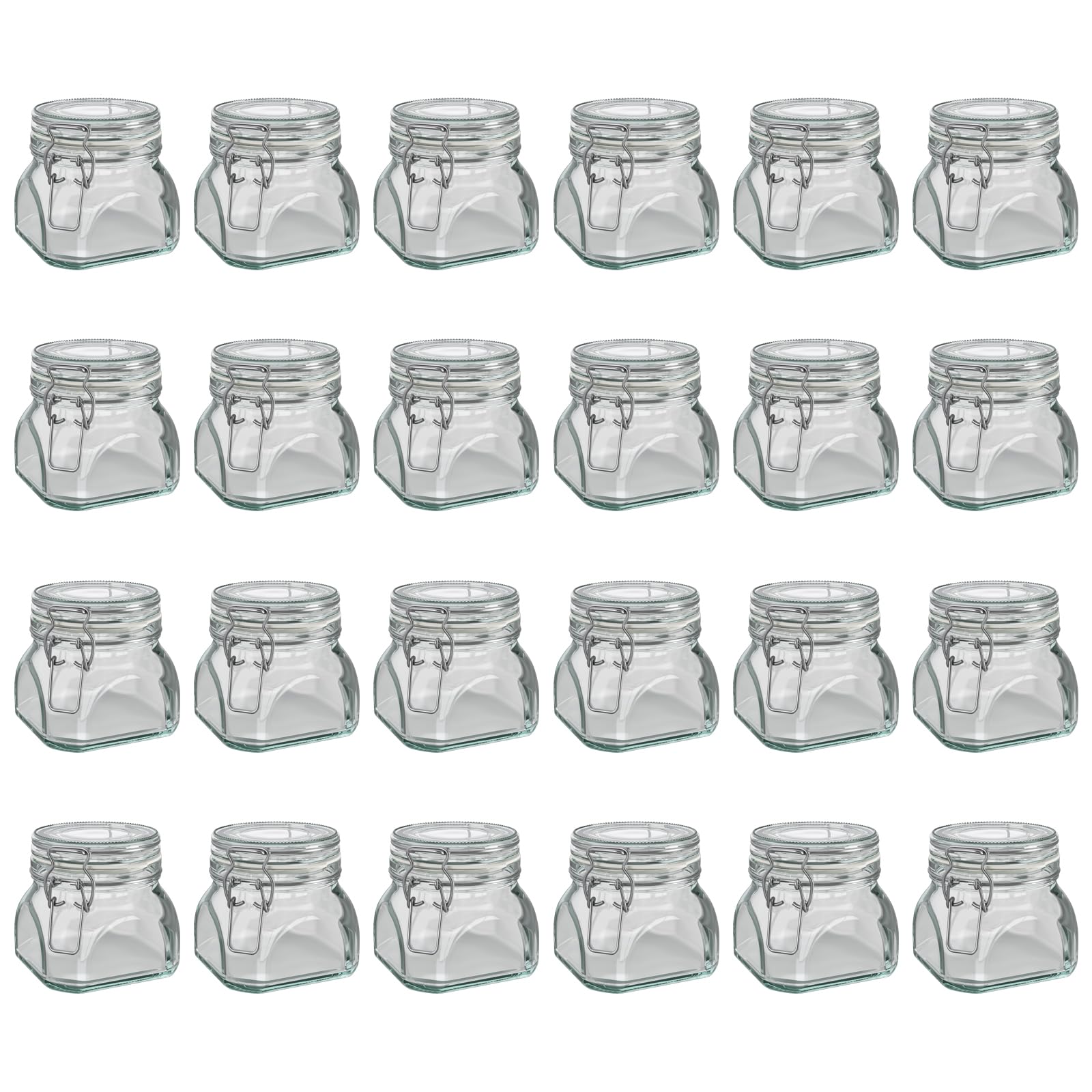 Wellgro Einmachglas mit Bügelverschluss - 550 ml Bügelverschlussglas - Glas Made in Germany - Menge und Farbe wählbar, Farbe:Weiß, Stückzahl:24 Stück