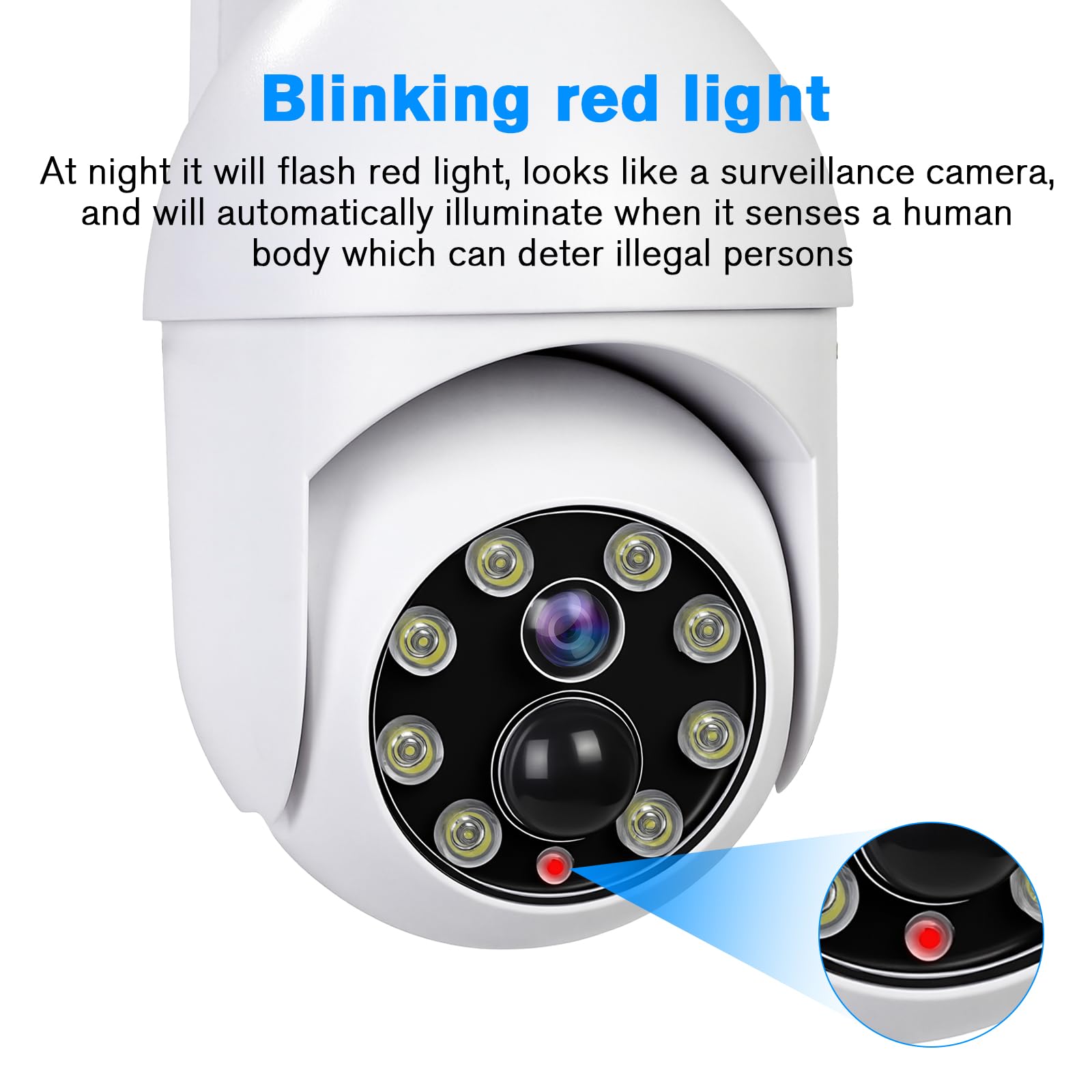 ERWEY Caméra factice solaire avec capteur et lumière rouge clignotante - Caméra de surveillance factice - Étanche IP54 - Pour intérieur et extérieur