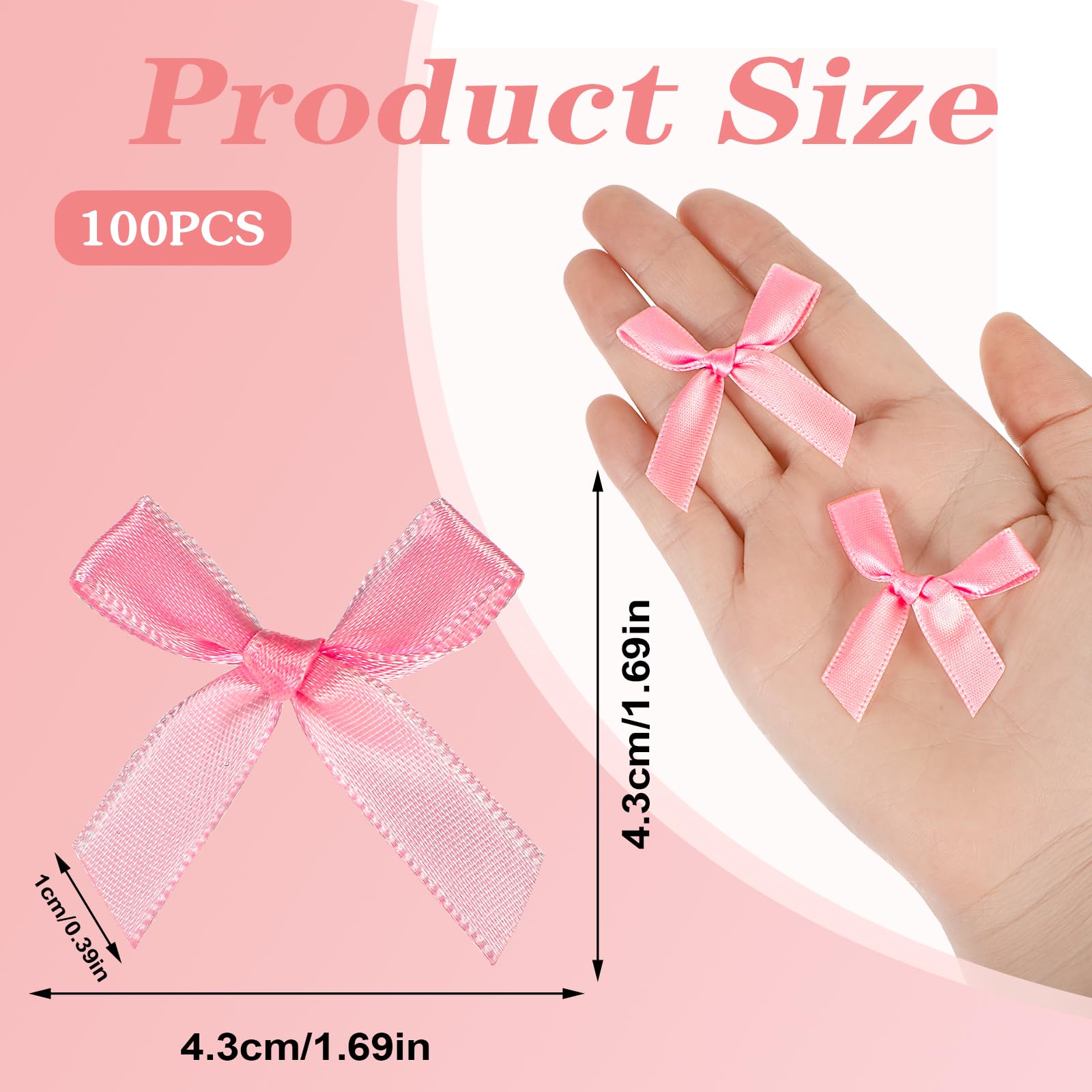 QUARKZMAN 100 stuks mini-strikjes, 2,5 cm, mini-stoffen satijnen